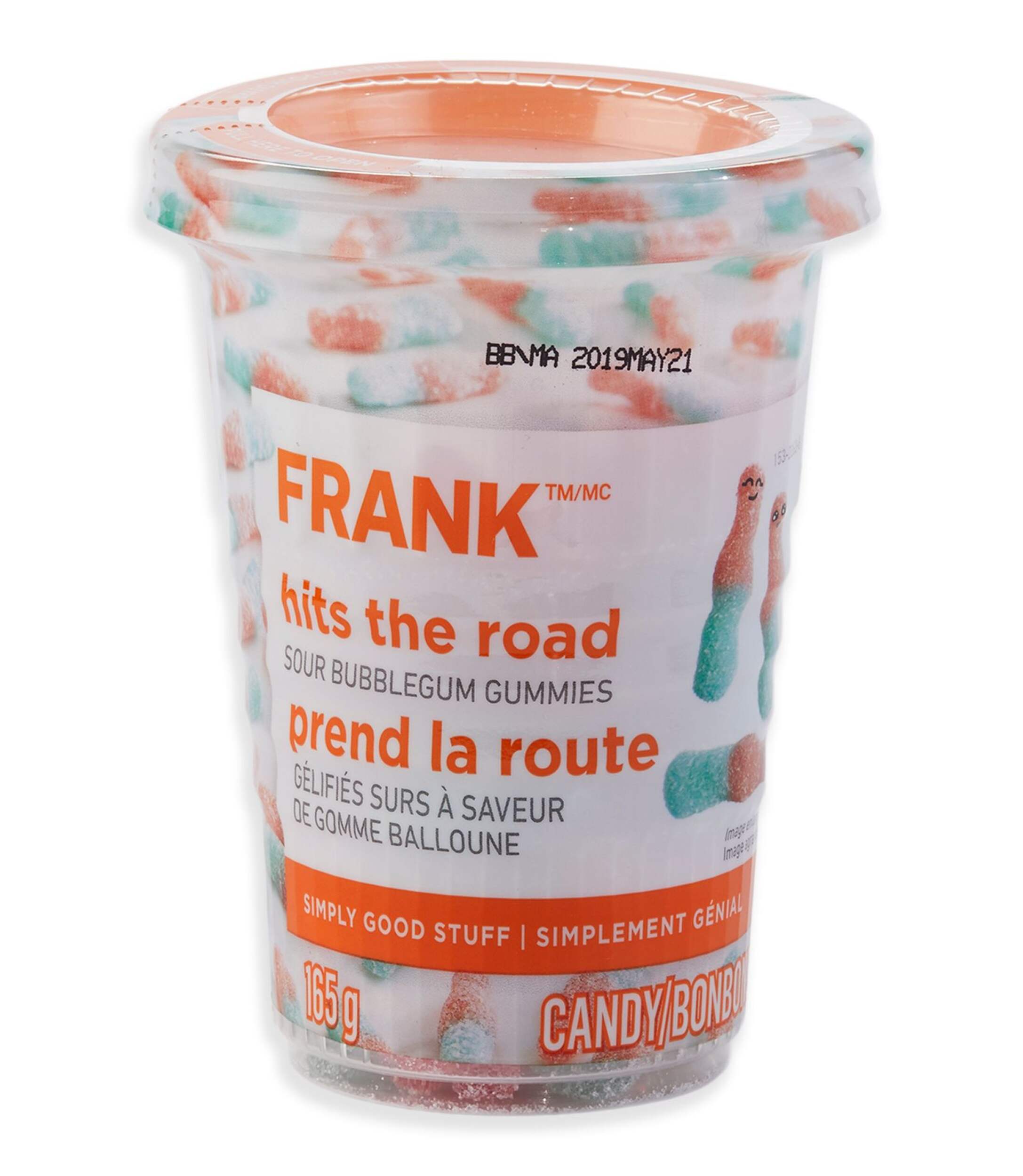 FRANK Sour Bubble Gum Gummies Candy Cup, 165-g Front_Elevated