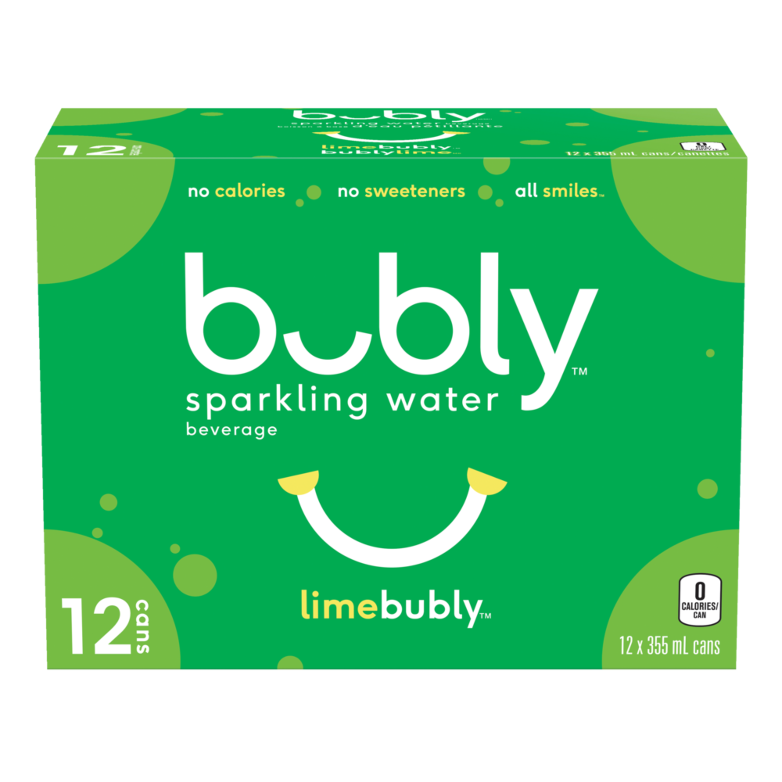 Bubly Lime Sparkling Water, 355-mL, 12-pk Front_Elevated