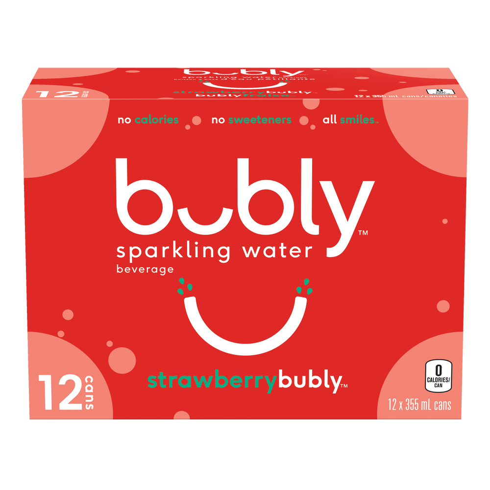 Bubly Strawberry Sparkling Water, 355mL, 12pk Canadian Tire