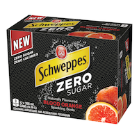 Schweppes Zero Sugar Blood Orange, 355-mL, 12-pk Front_Angled_Left