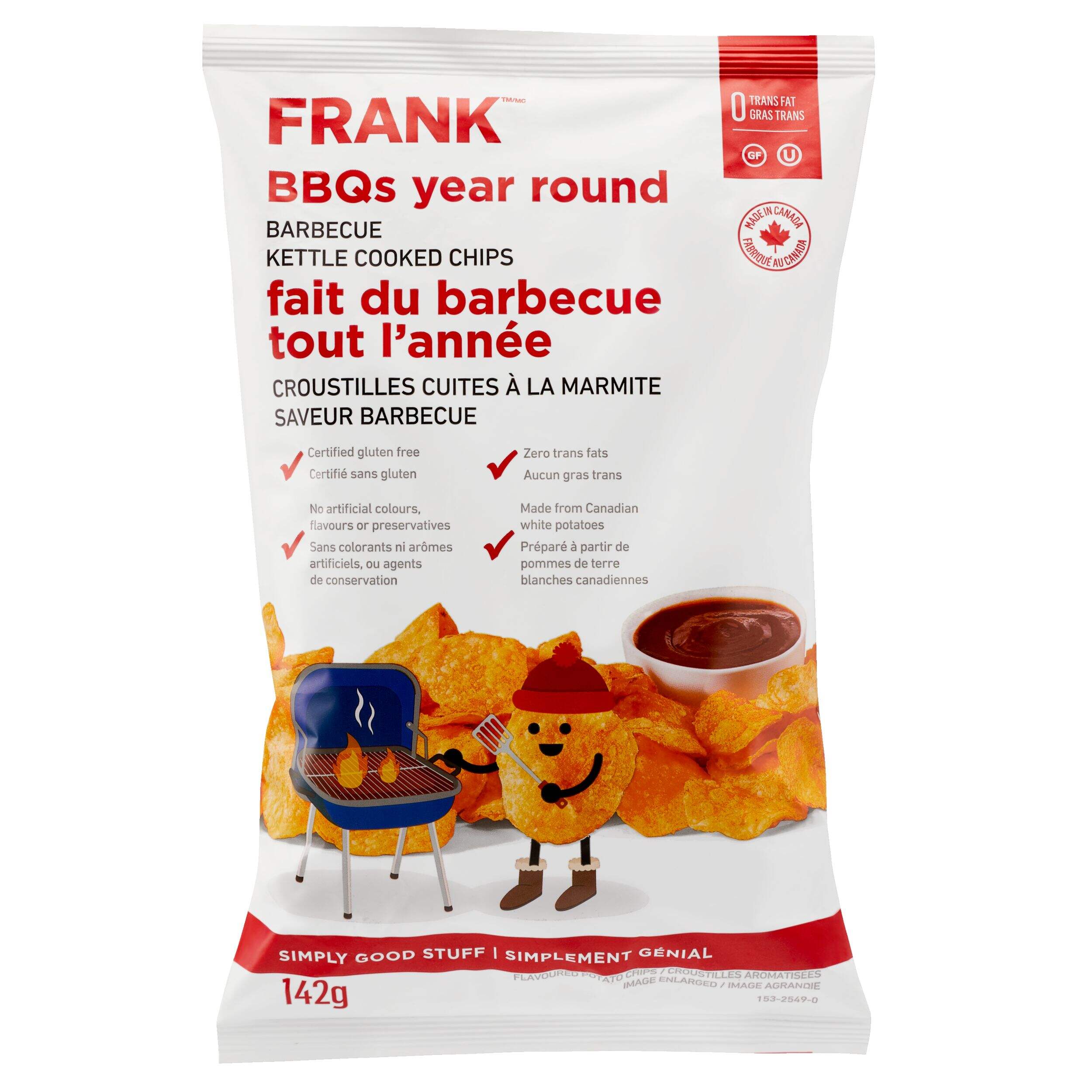 FRANK BBQ Kettle Chips, 142-g Front_Flat