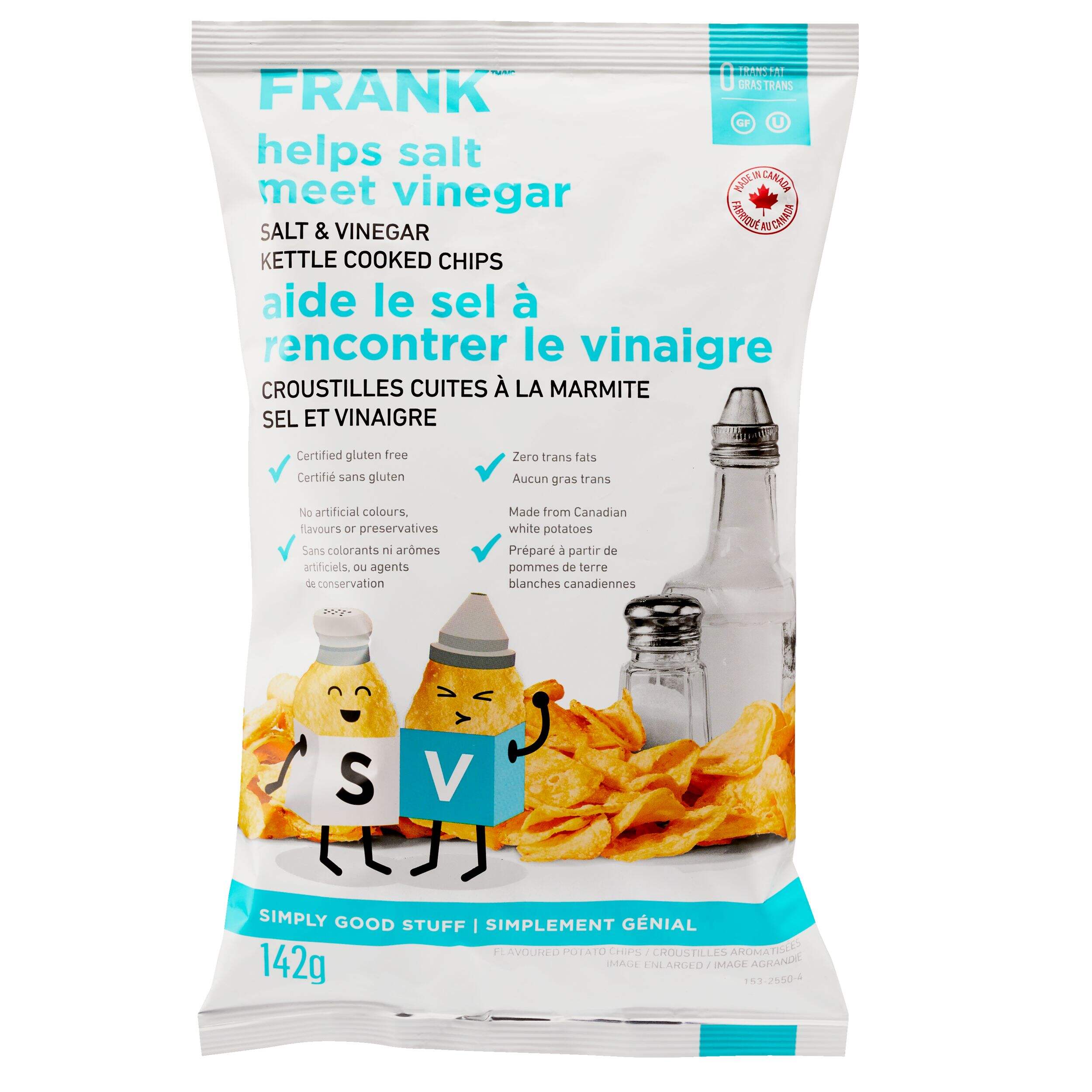 FRANK Salt & Vinegar Kettle Chips, 142-g Front_Flat