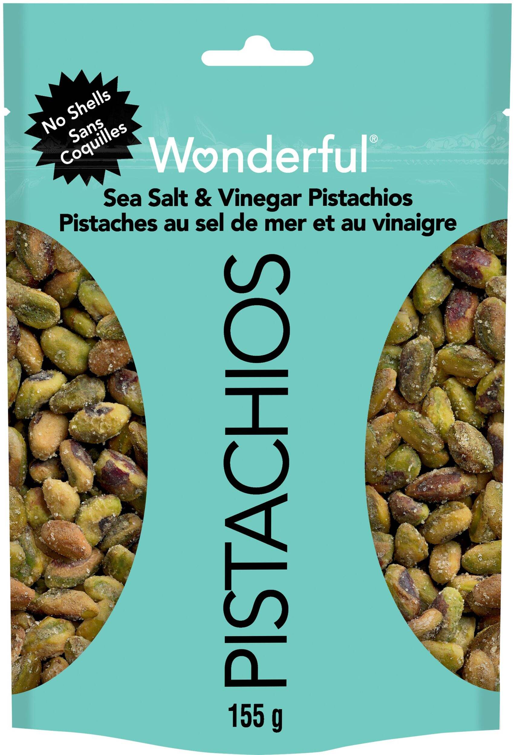 Wonderful Pistachios No Shell Sea Salt & Vinegar Pistachios, 155-g Front_Flat