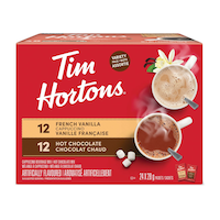 Mélange de chocolat chaud et cappuccino vanille française Tim Hortons, paq. 24 Front_Elevated