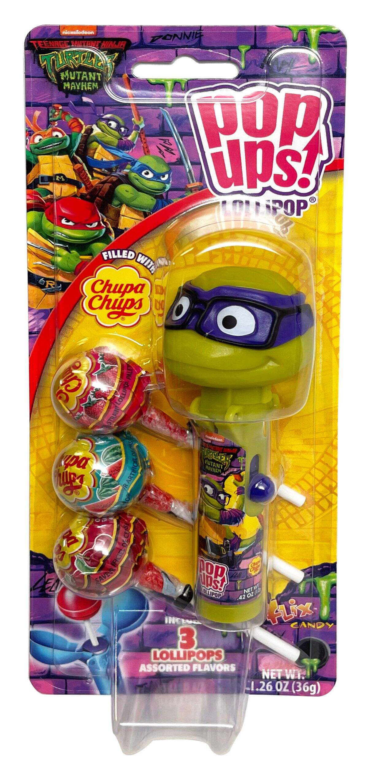 Teenage Mutant Ninja Turtles Chupa Chups Pop Up Lollipop, 36-g Front_Flat
