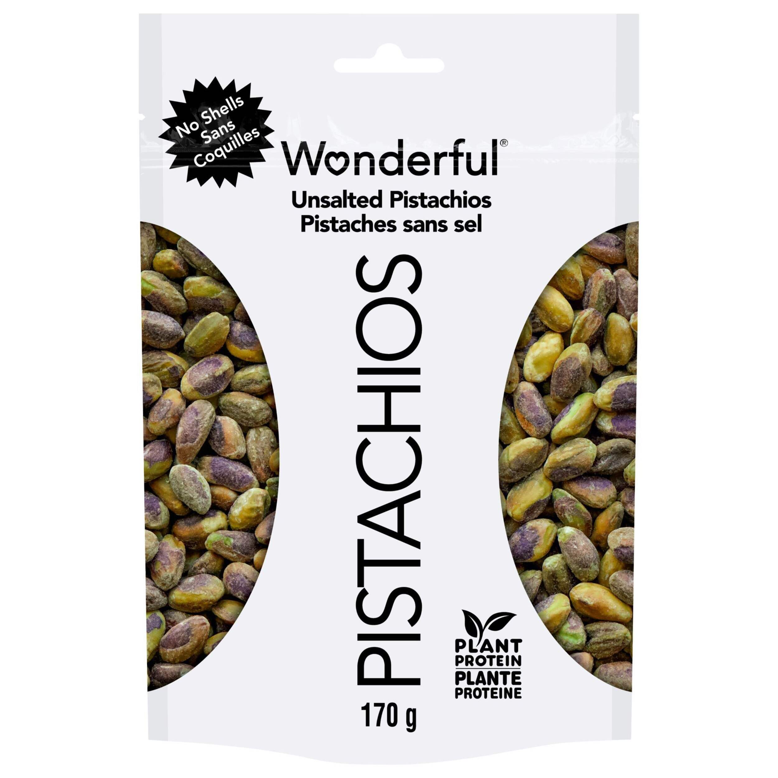 Pistaches écalées sans sel Wonderful Pistachios, 170 g Front_Flat