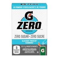 Bâtonnets de poudre boisson énergisante/sportive Gatorade Zero Iceberg, paq. 10 Front_Elevated