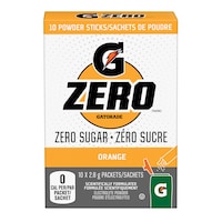 Bâtonnets de poudre boisson énergisante/sportive Gatorade Zero Orange, paq. 10