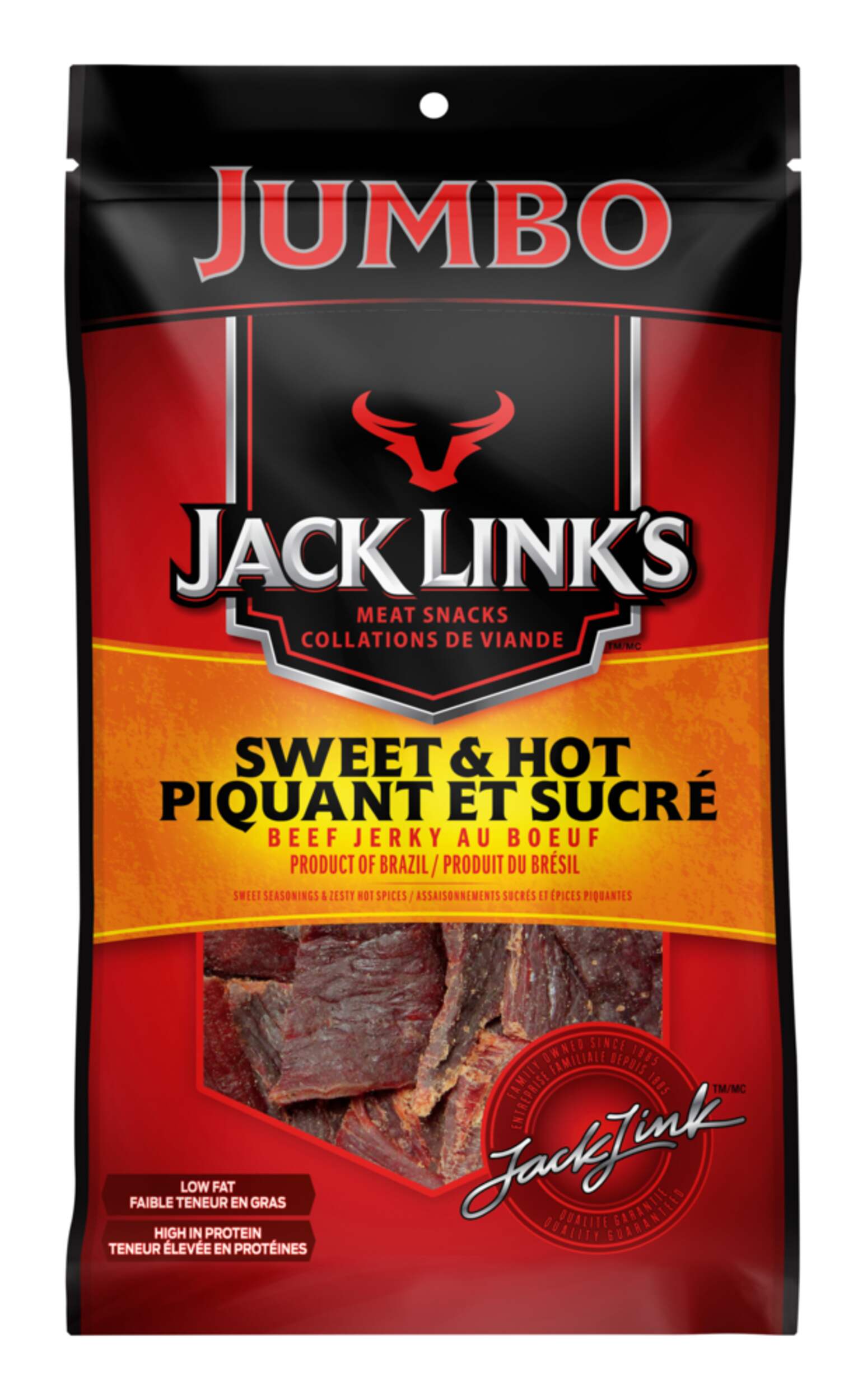 Jack Link's Sweet & Hot Beef Jerky Jumbo Pack, 230-g Front_Flat