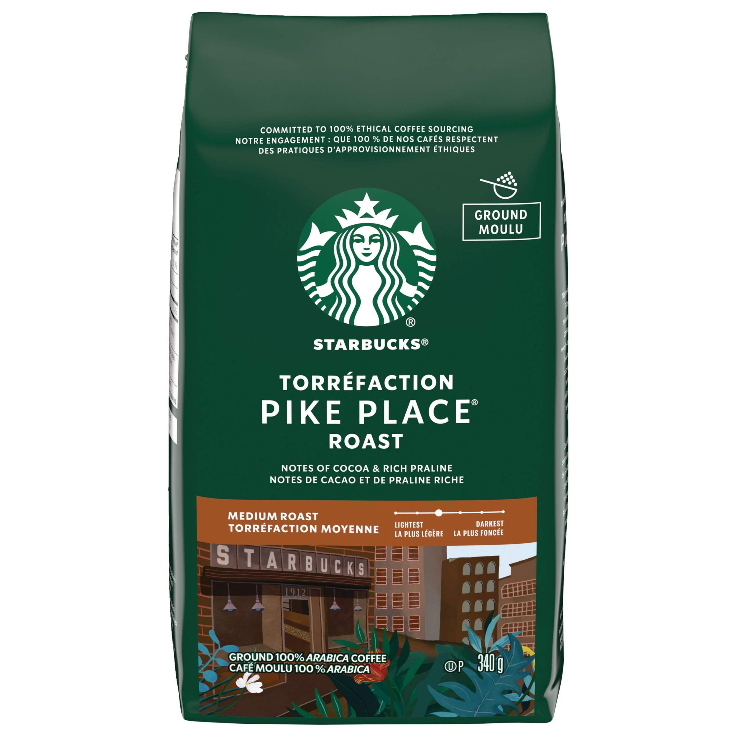 Starbucks Pike Place Medium Roast Ground Coffee, 340-g Front_Flat