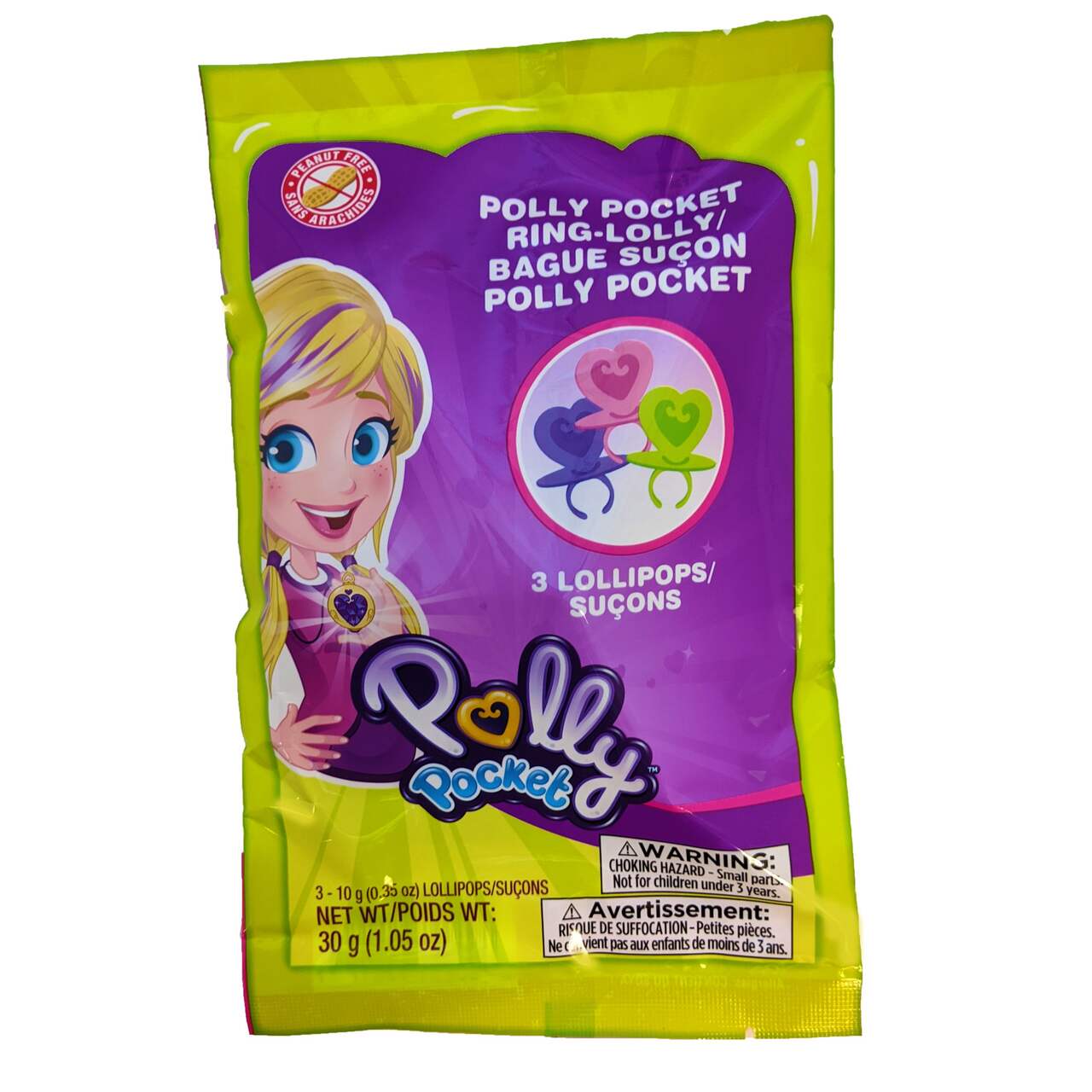 Polly Pocket Ring Pop Candy, 3-pk