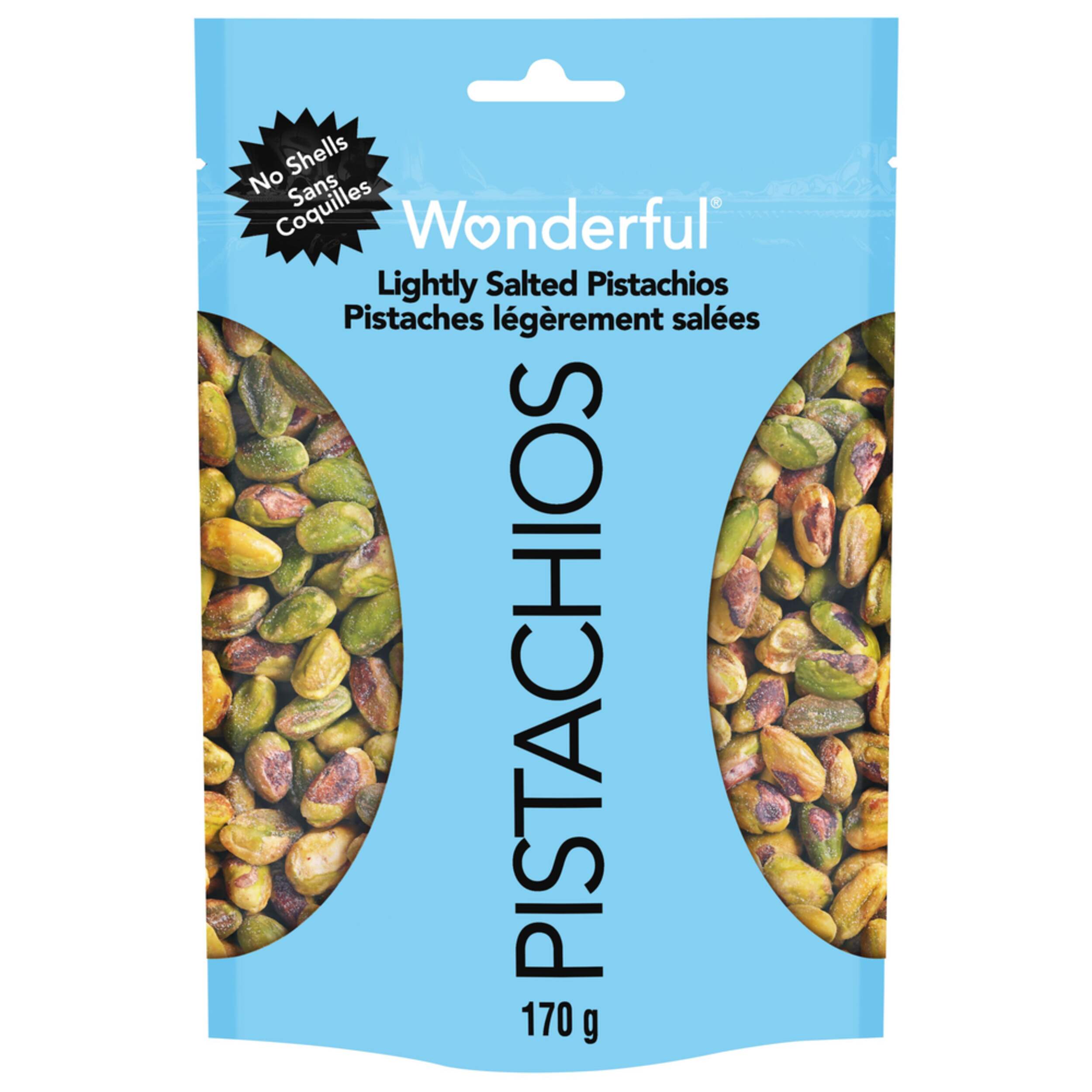 Wonderful Pistachios No Shells, Lightly Salted, 170-g Front_Flat
