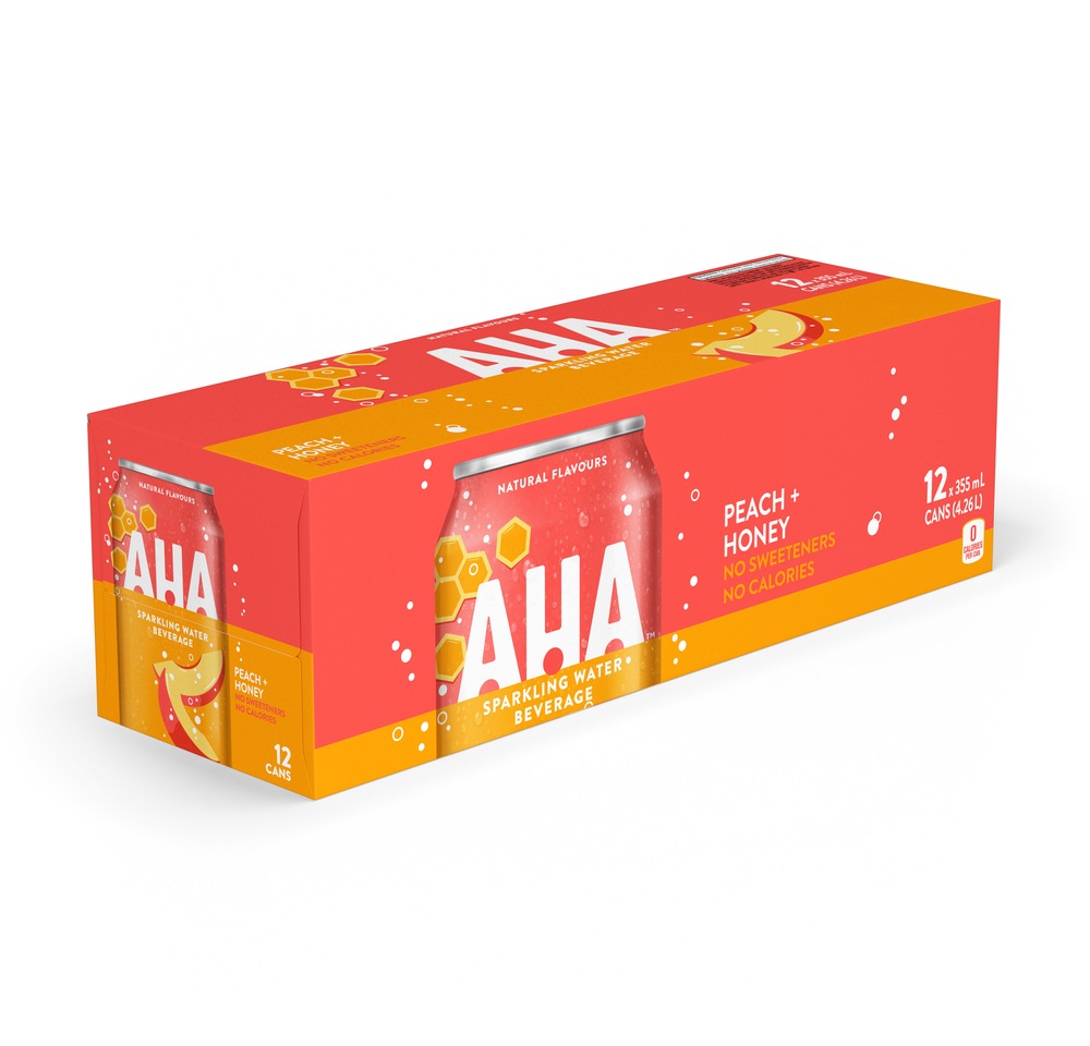 AHA Peach + Honey Sparkling Water, 355mL, 12pk Canadian Tire