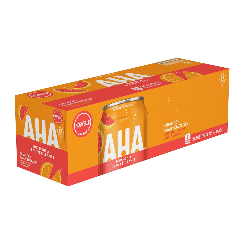 AHA Orange + Grapefruit Sparkling Water, 355mL, 12pk Canadian Tire