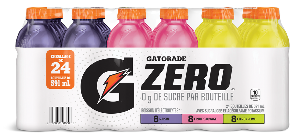 Gatorade G Zero, baie, citron/lime, raisin, paq. 24 Canadian Tire