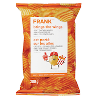 Croustilles ondulées Frank, ailes de poulet épicées et fromage bleu, 200 g Front_Flat