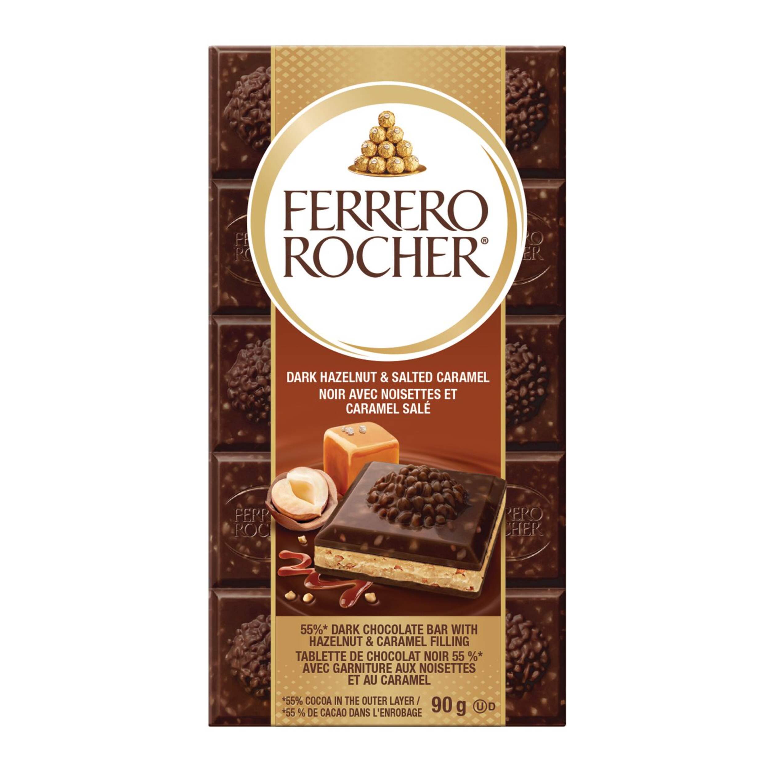 Rocher Salted Caramel Hazelnut Bar, 90-g Front_Flat