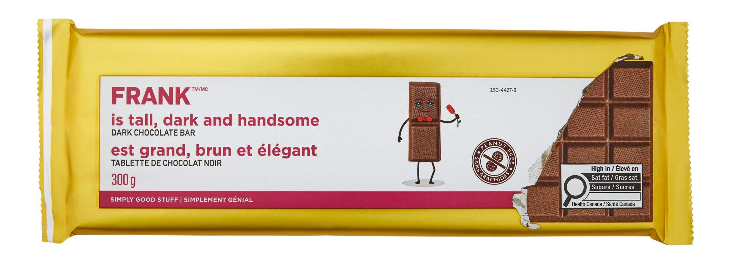 FRANK 55% Dark Chocolate Bar, 300-g Front_Flat