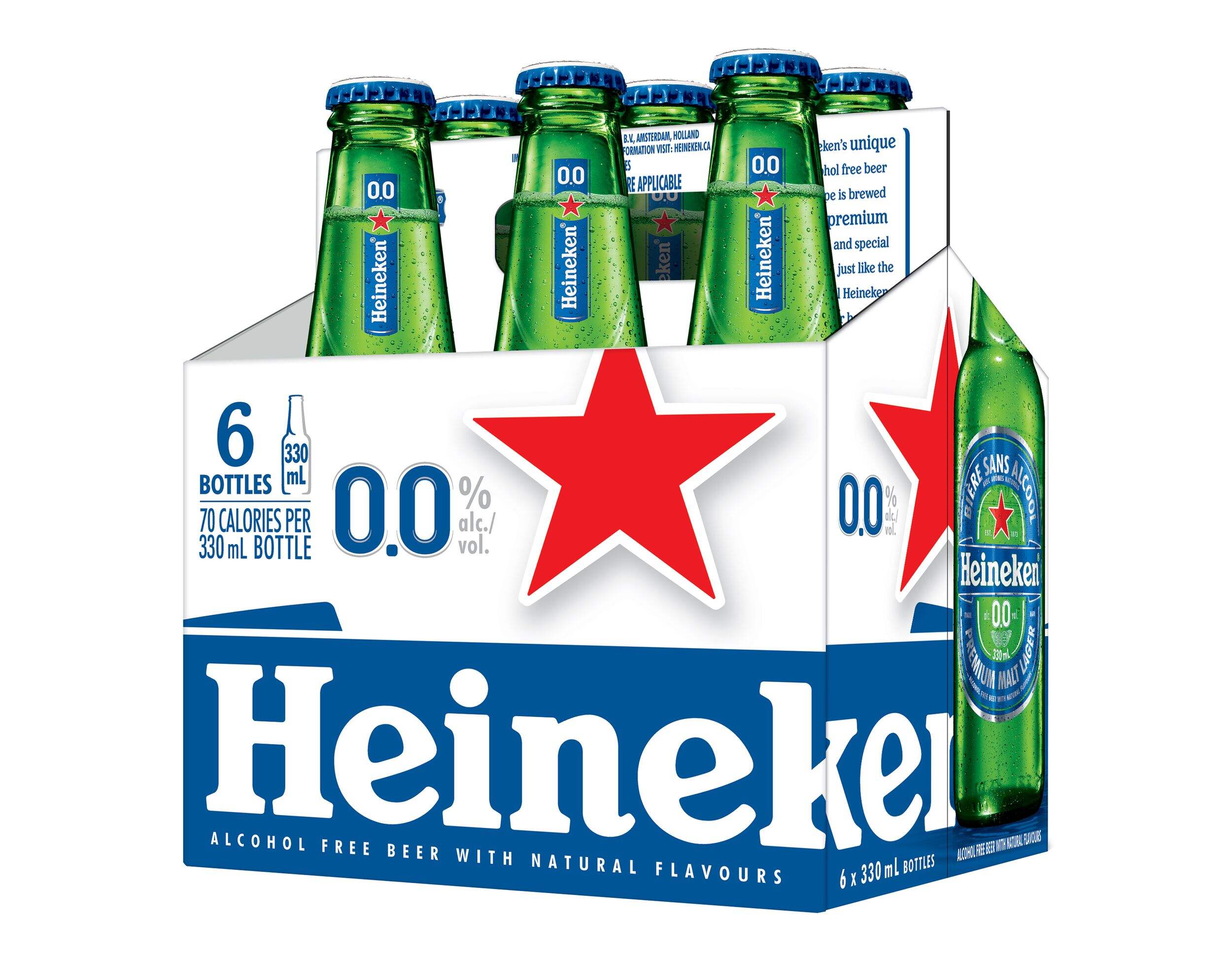 Heineken 0.0% Non-Alcoholic Beer, 6 x 330-mL Front_Angled_Right