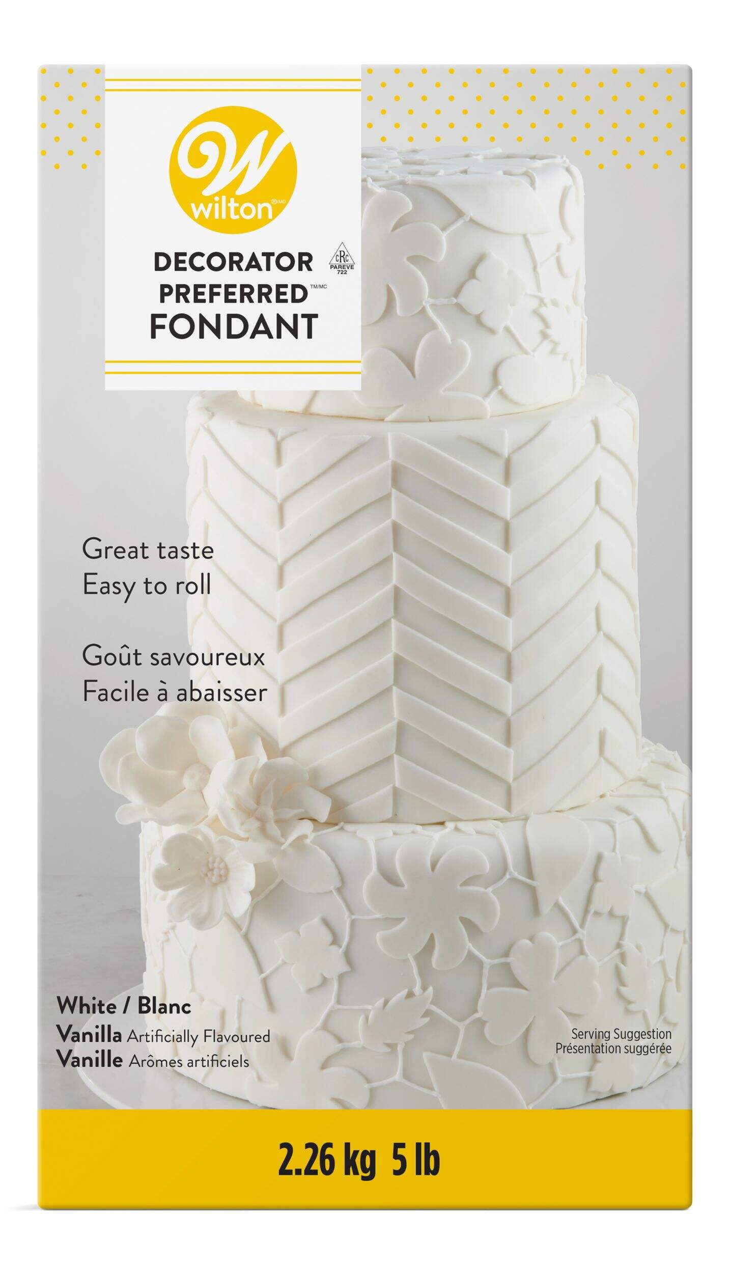 Wilton Decorator Preferred Edible Decorating Fondant, White, 5lb, Vanilla Artificially Flavoured, for Baking/Cake Decoration Front_Flat