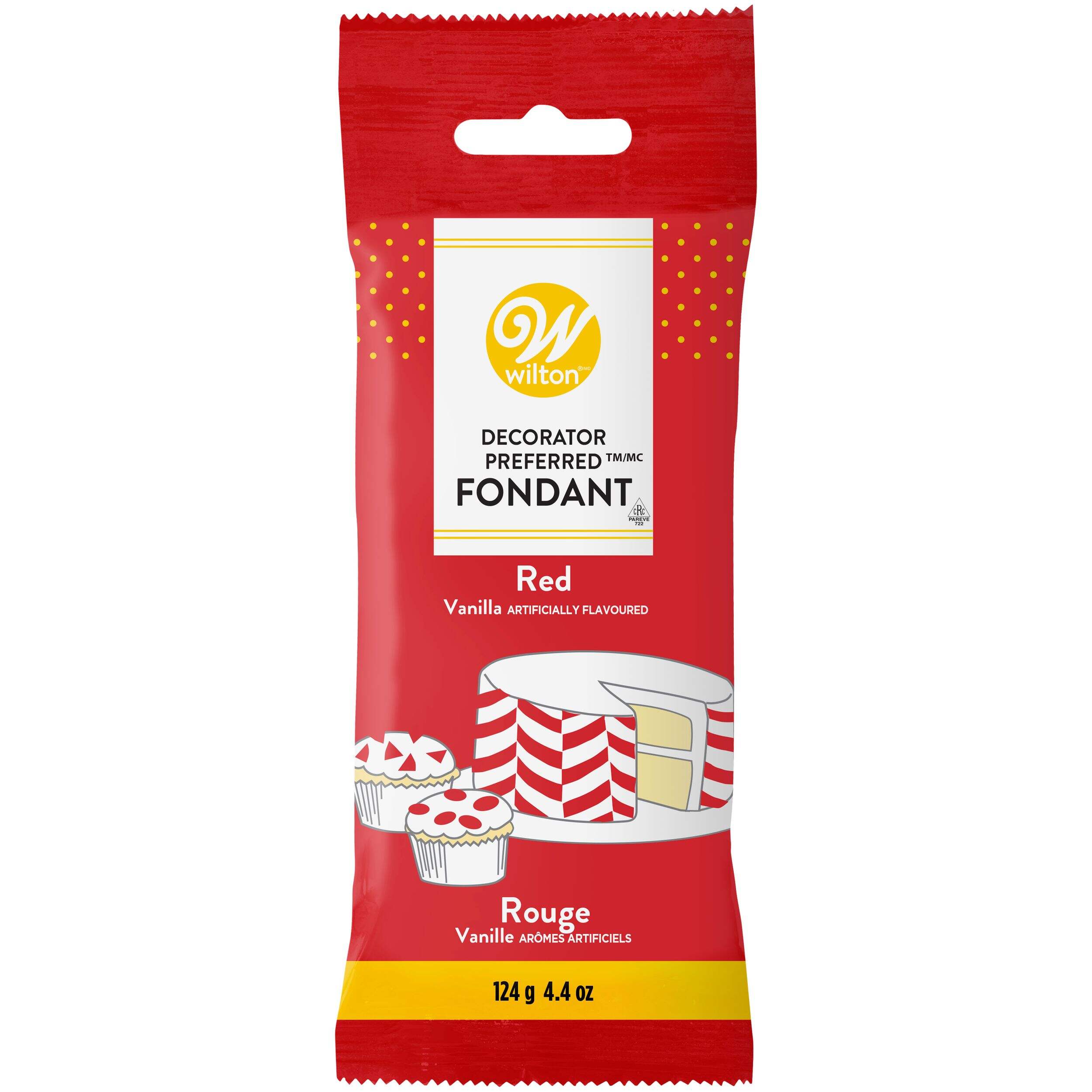 Wilton Decorator Preferred Edible Decorating Fondant, Red, 4.4-oz, Vanilla Artificially Flavoured, for Baking/Cake Decoration Front_Flat