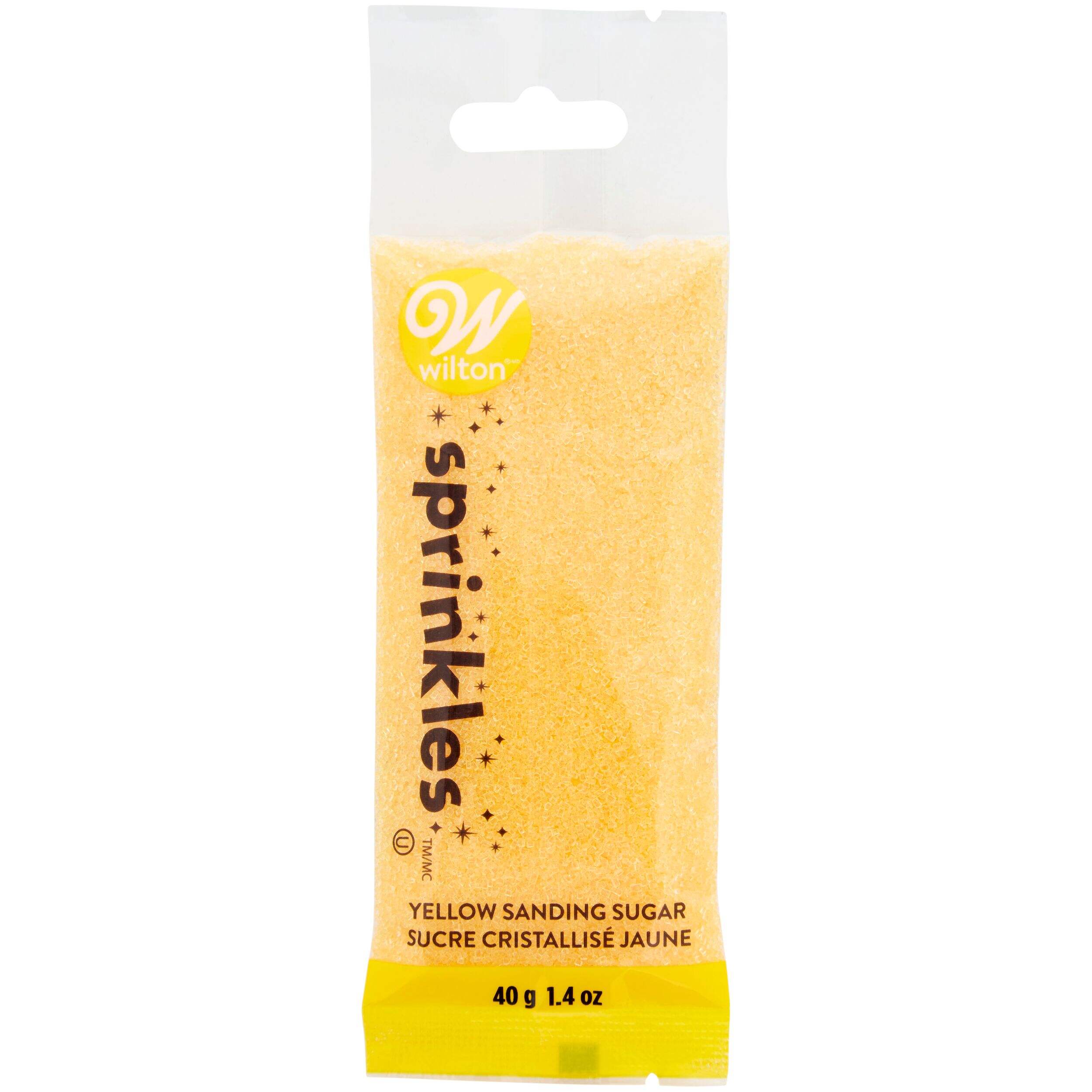 Wilton Edible Decorative Sugar Sprinkles, Yellow, 1.4-oz, for Baking/Cake Decoration Front_Flat