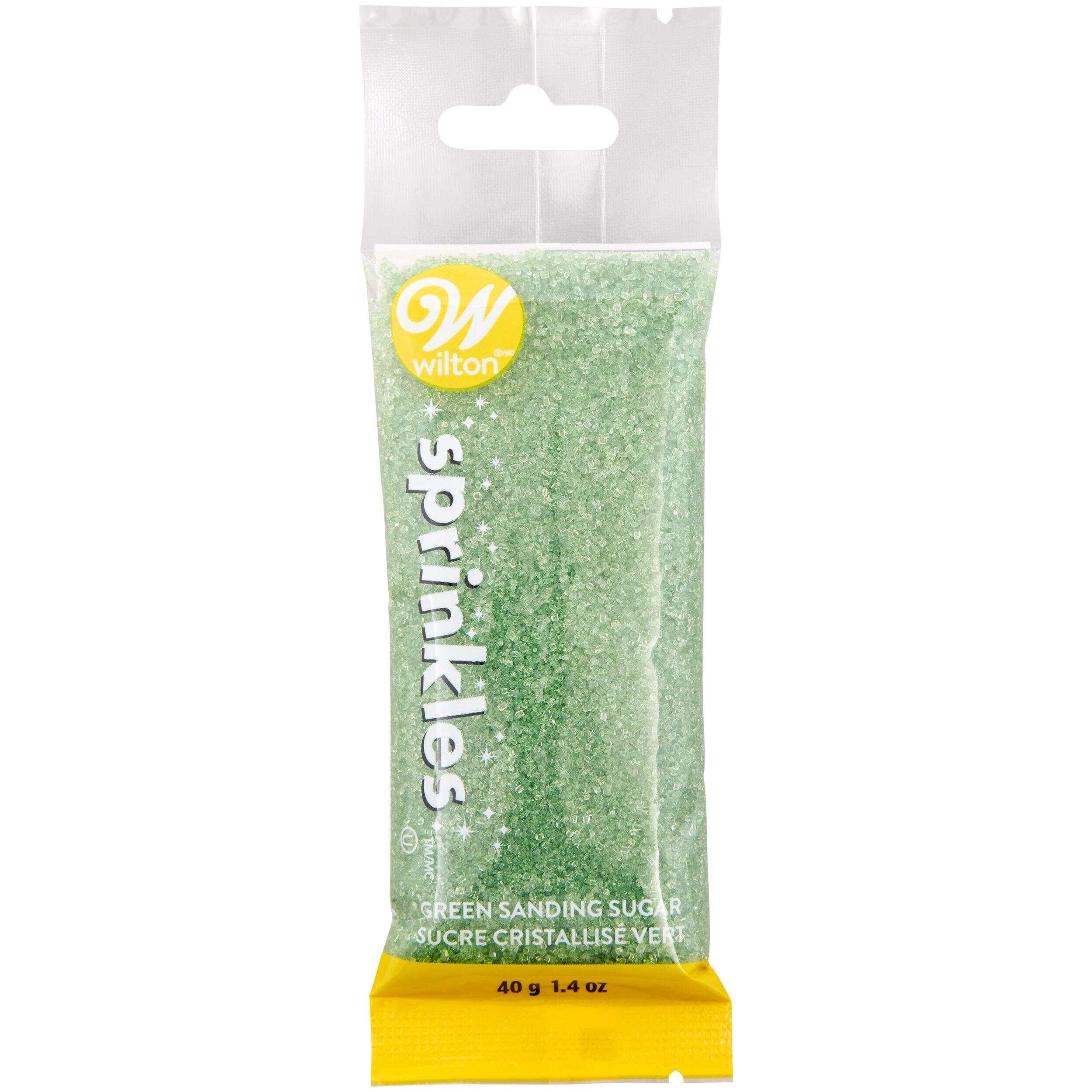 Wilton Edible Sugar Sprinkles, Green, 1.4-oz, for Baking/Cake Decoration Front_Flat