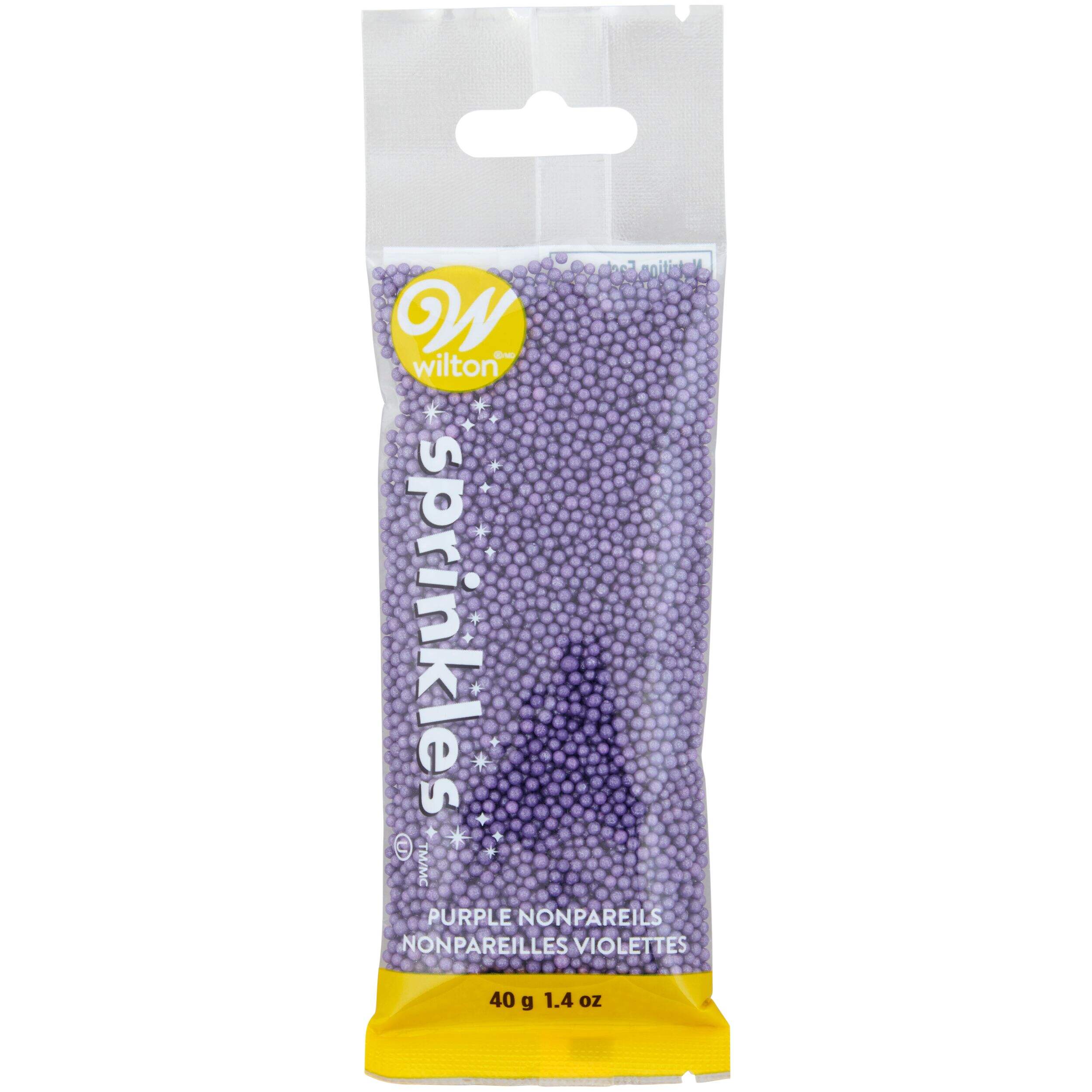 Wilton Nonpareils Edible Decorative Sprinkles, Purple, 1.4-oz, for Cake Decoration Front_Flat