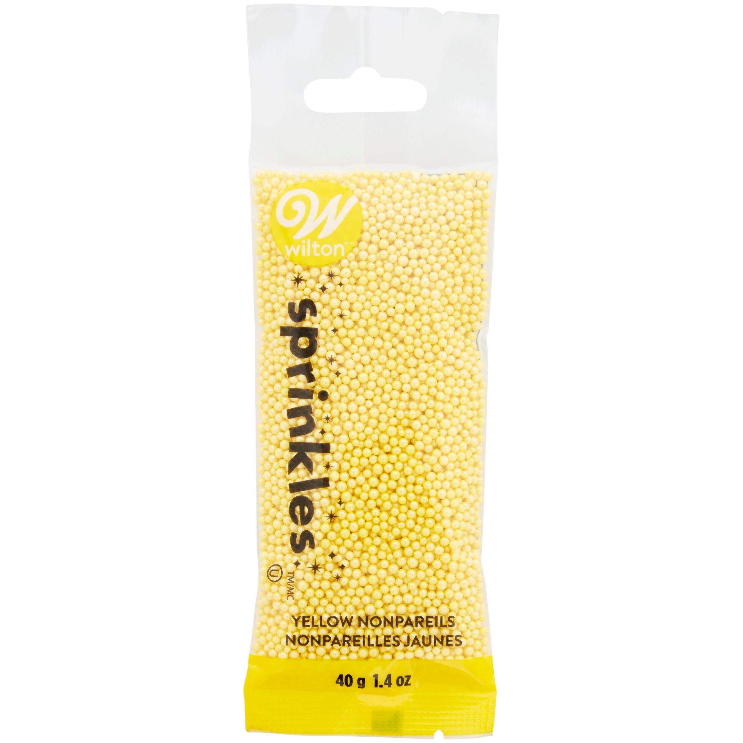 Wilton Edible Decorative Sprinkles, Yellow, 1.4-oz, for Baking/Cake Decoration Front_Flat