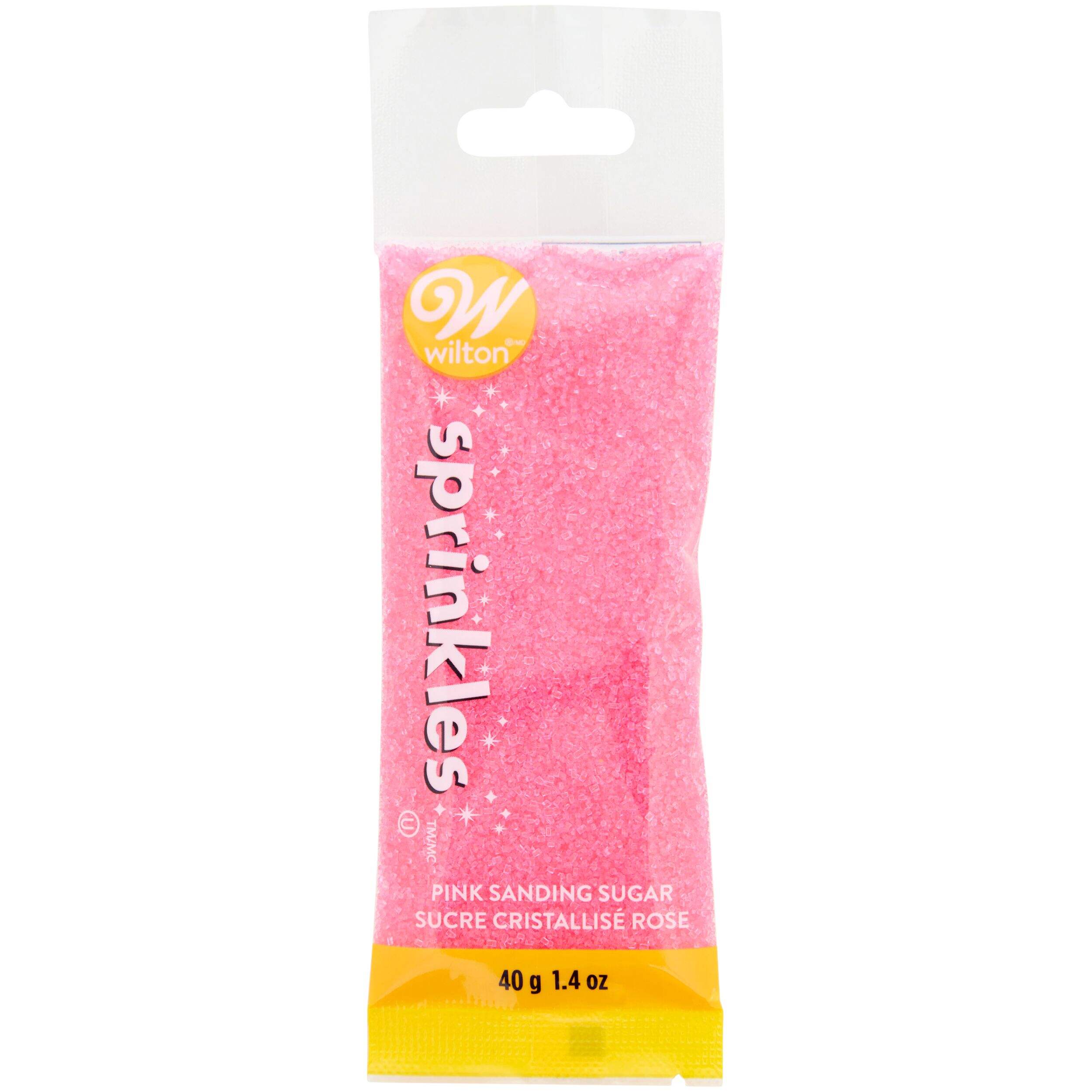 Wilton Edible Sugar Sprinkles, Pink, 1.4-oz, for Baking/Cake Decoration Front_Flat