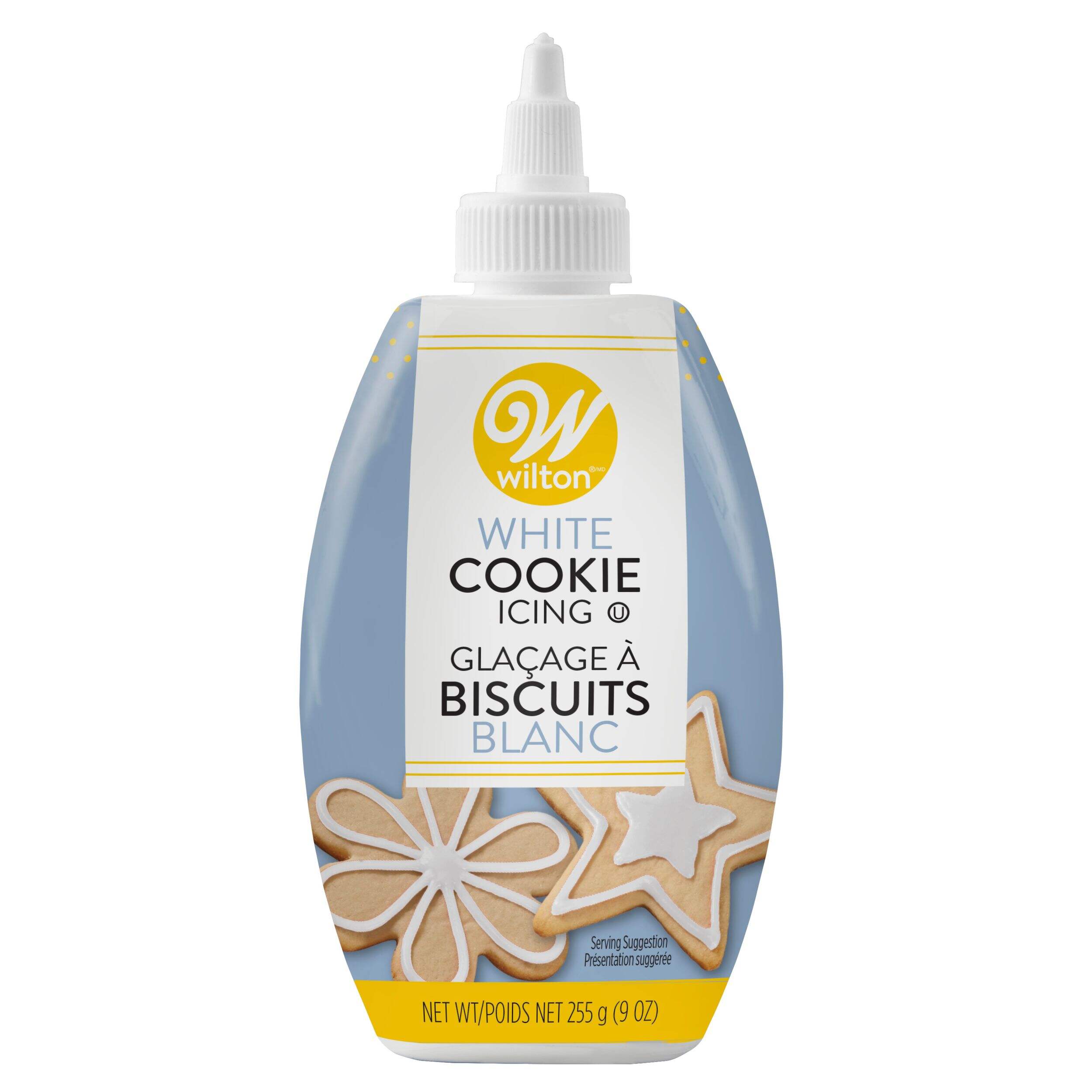 Wilton Edible Cookie Decorating Icing, White, 9-oz, for Baking/Cake Decoration Front_Flat