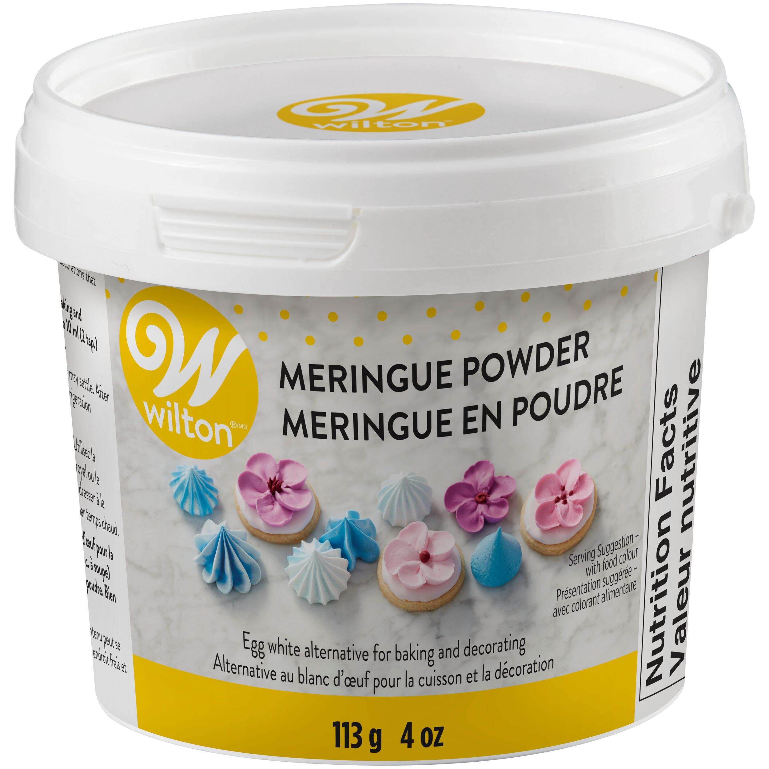Wilton Edible Meringue Powder, White, 4-oz, for Baking/Cake Decoration, Egg White Substitute for Baking Front_Elevated