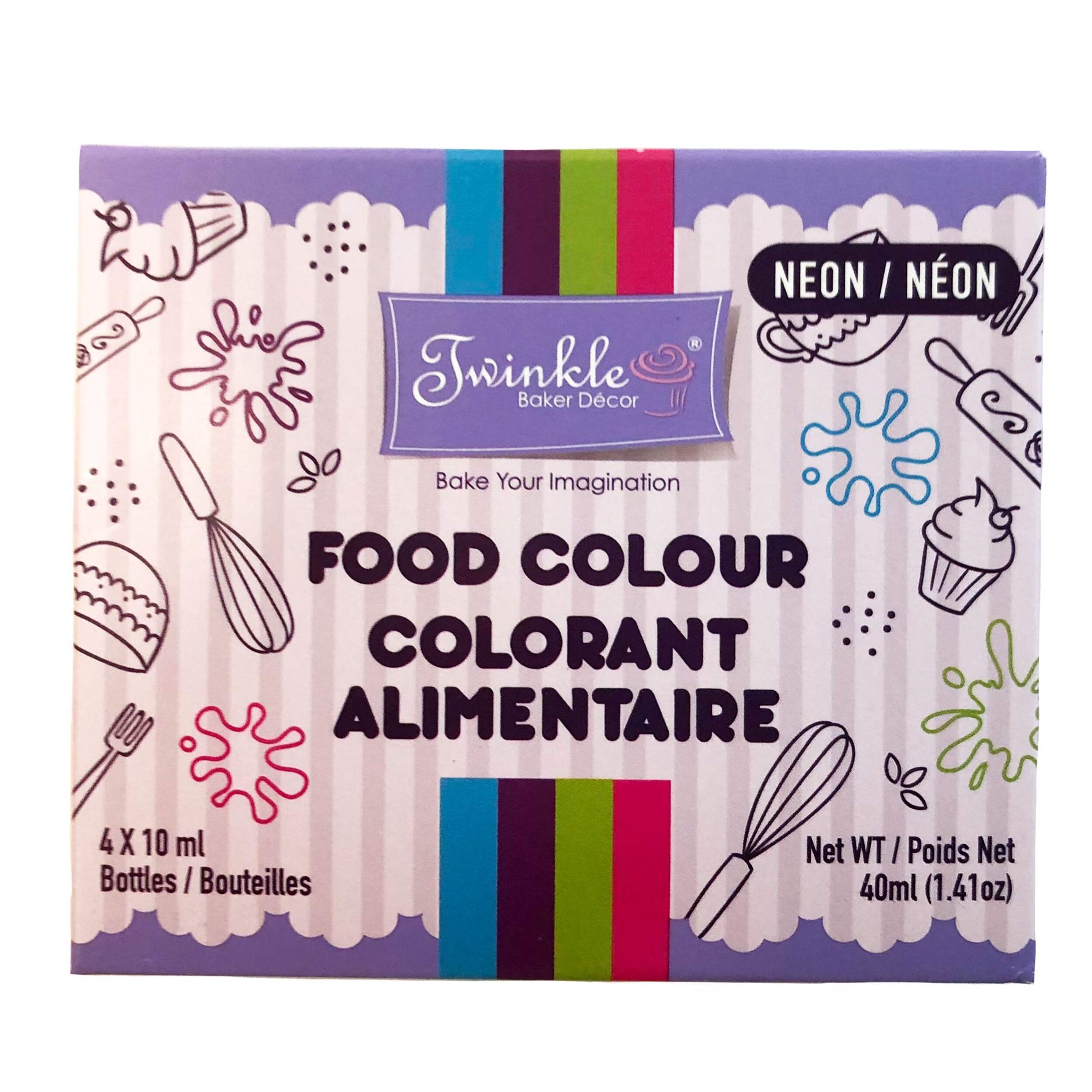 Food Colour Pack, Neon, 40-ml Front_Flat