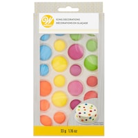 Wilton Royal Icing Decorative Assorted Sprinkle Polka Dots, Multi-Coloured, 1.16-oz, 24-pk, for Baking/Cake Decoration Front_Flat