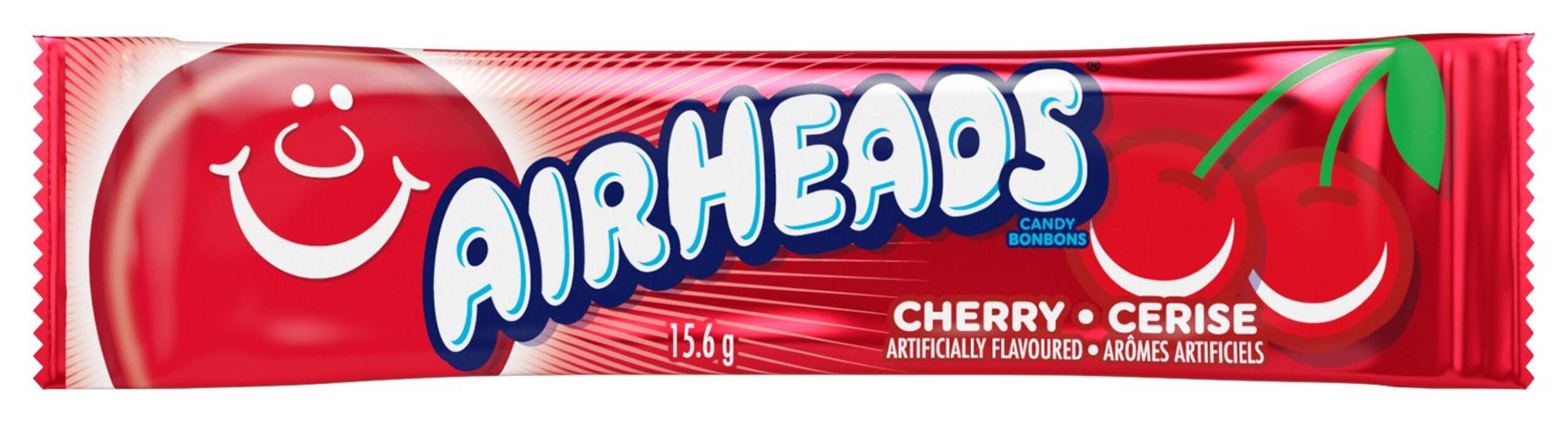 Airheads Single Bar Strips, Cherry, Red, 15.6-g, Chewy Candy, for Birthday/Party Favour Candy Front_Flat