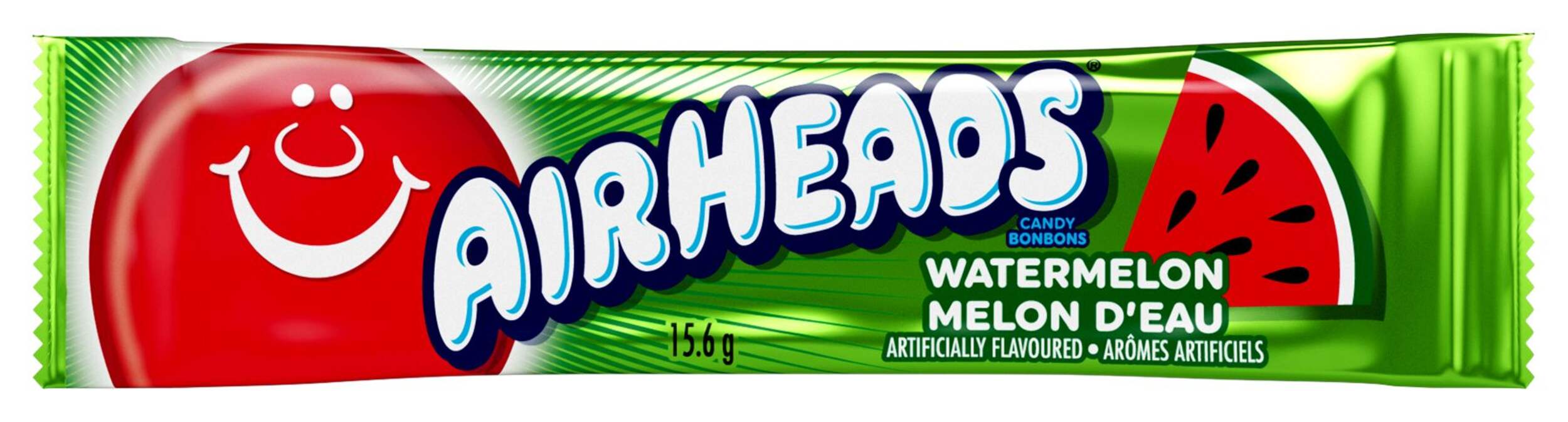 Barres individuelles Airheads, melon d'eau, bonbon tendre, vert, 15,6 g, pour fête d'anniversaire/cadeau-surprise Front_Flat