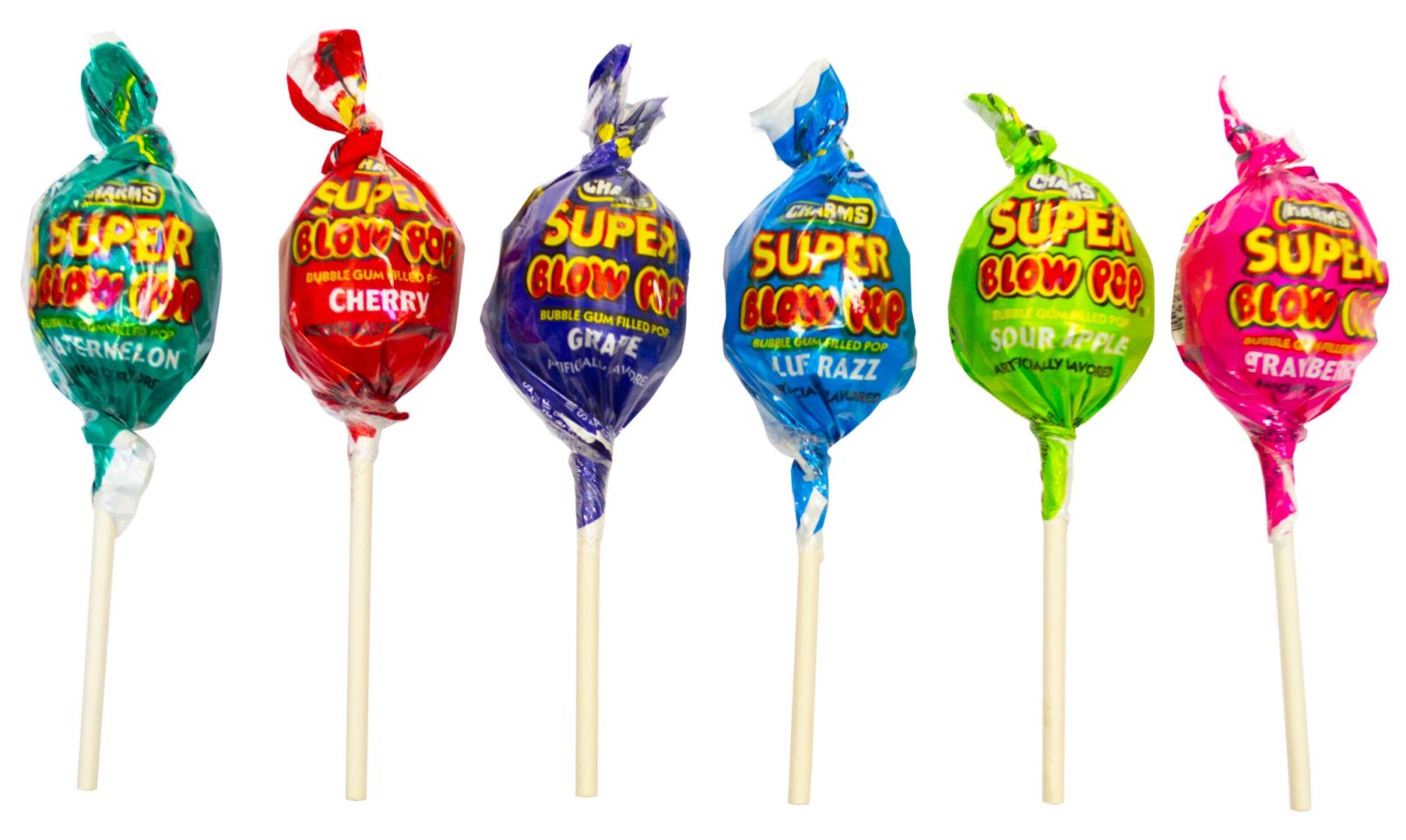 Super Blow Lollipop, Assorted Fruits, Multi-Coloured, Hard Candy, for Birthday/Party Favour Front_Flat