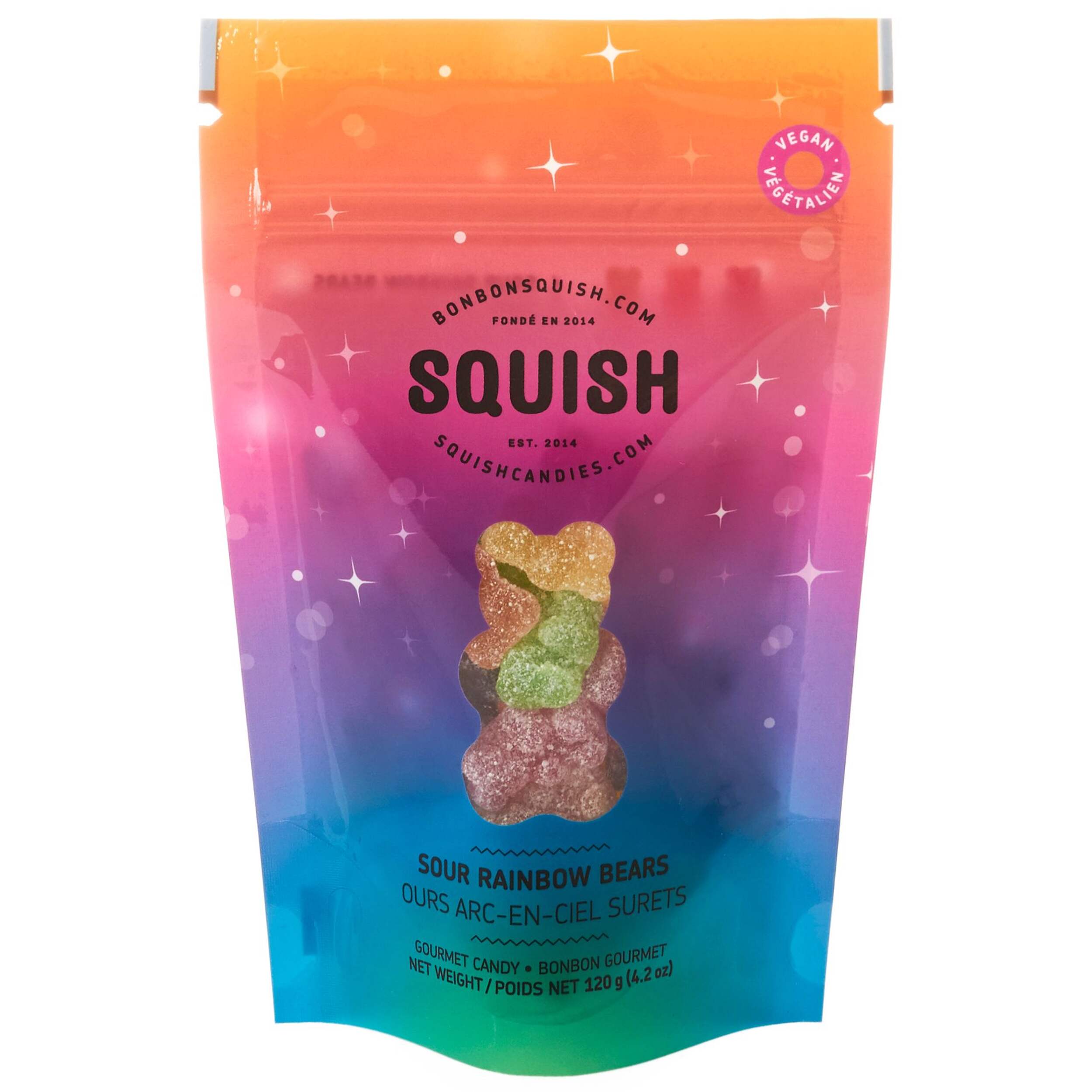 Gummy Bears, Sour Flavours, Multi-Coloured, 120-g, Chewy Candy, for Birthday/Party Favour Front_Flat