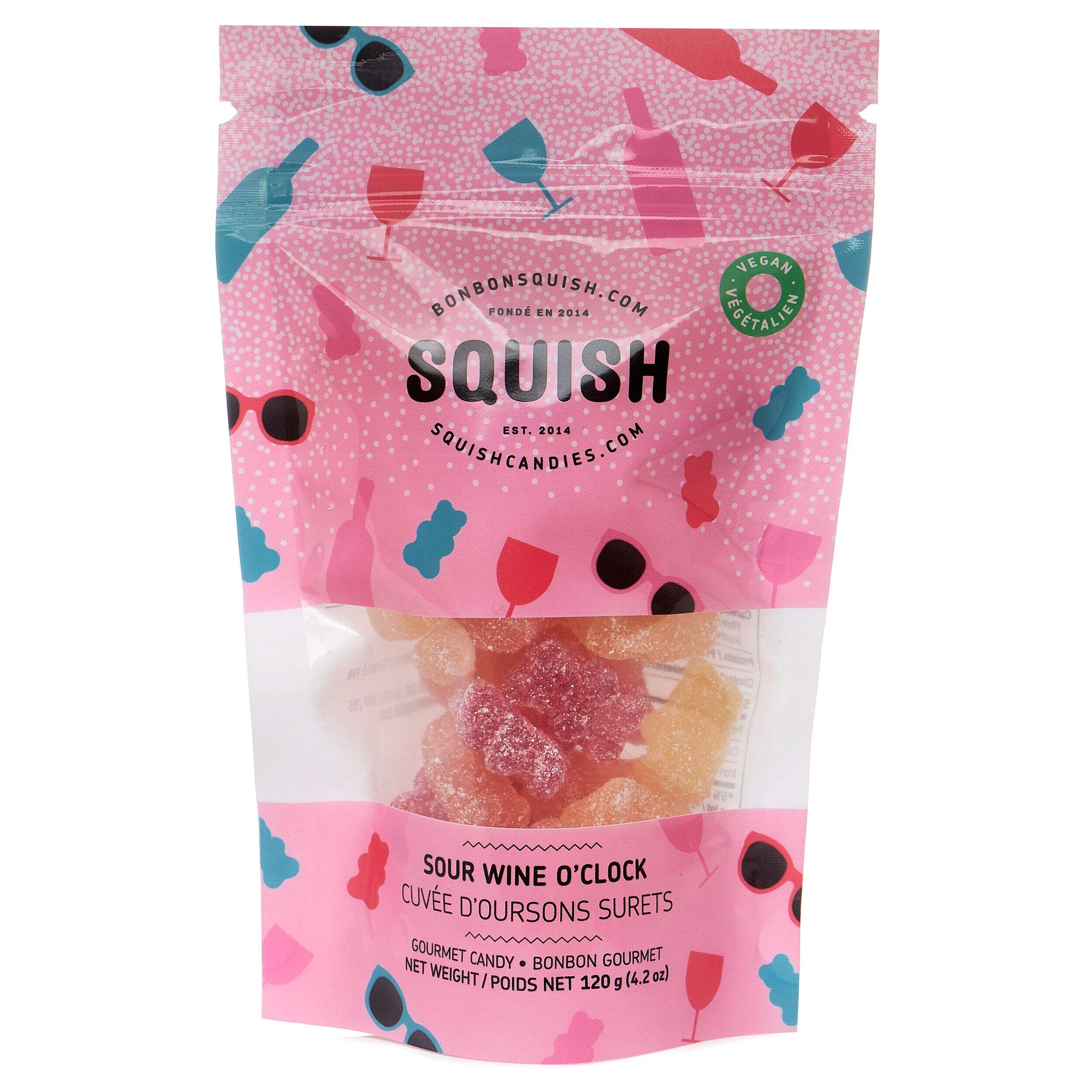 Wine Gummies, Sour Flavours, Multi-Coloured, 120-g, Chewy Candy, for Birthday/Party Favour/Bachelorette Front_Flat