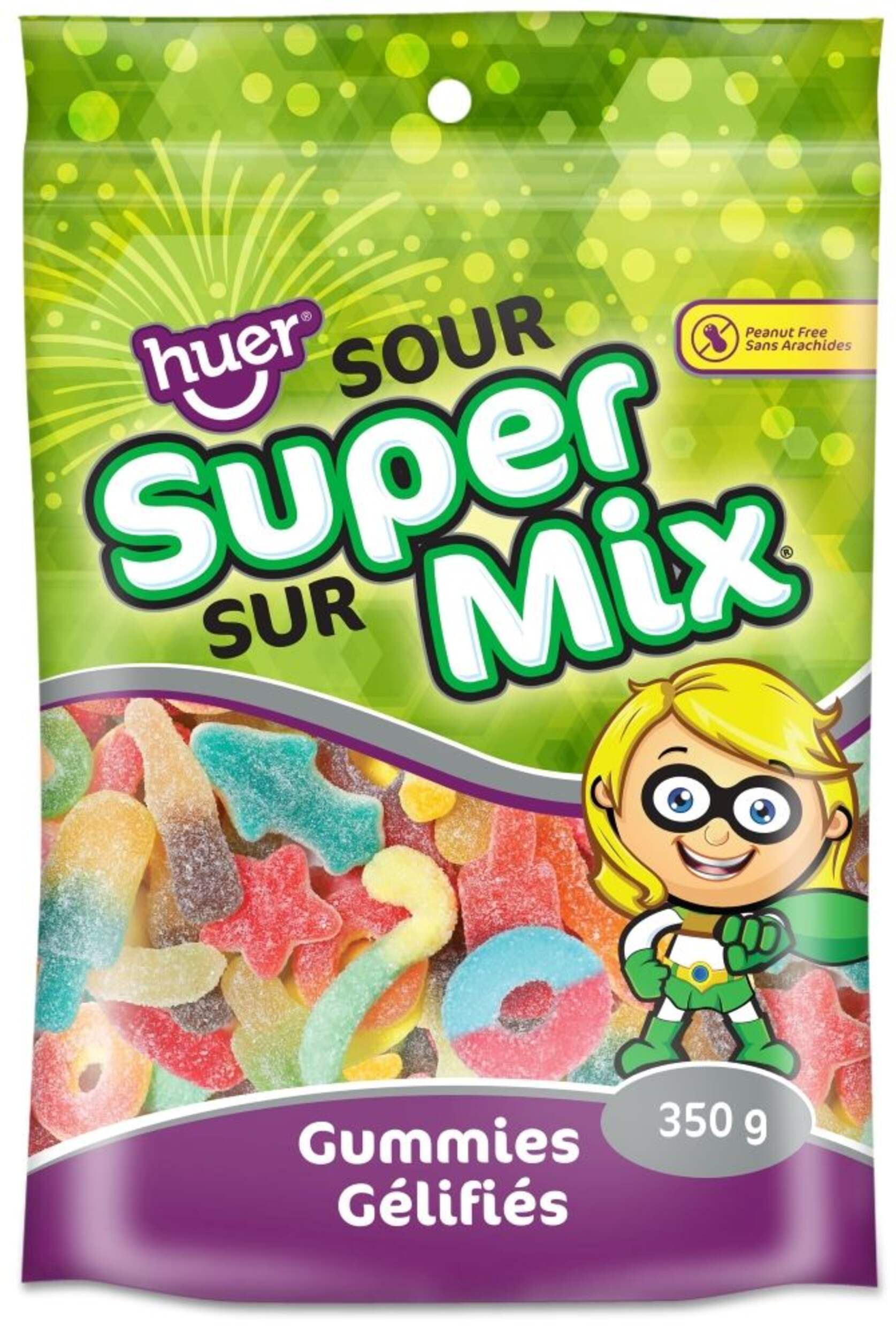 Super Sour Mix Gummy, Assorted Flavours, Multi-Coloured, 350-g, Chewy Candy, for Birthday/Party Favour Front_Flat