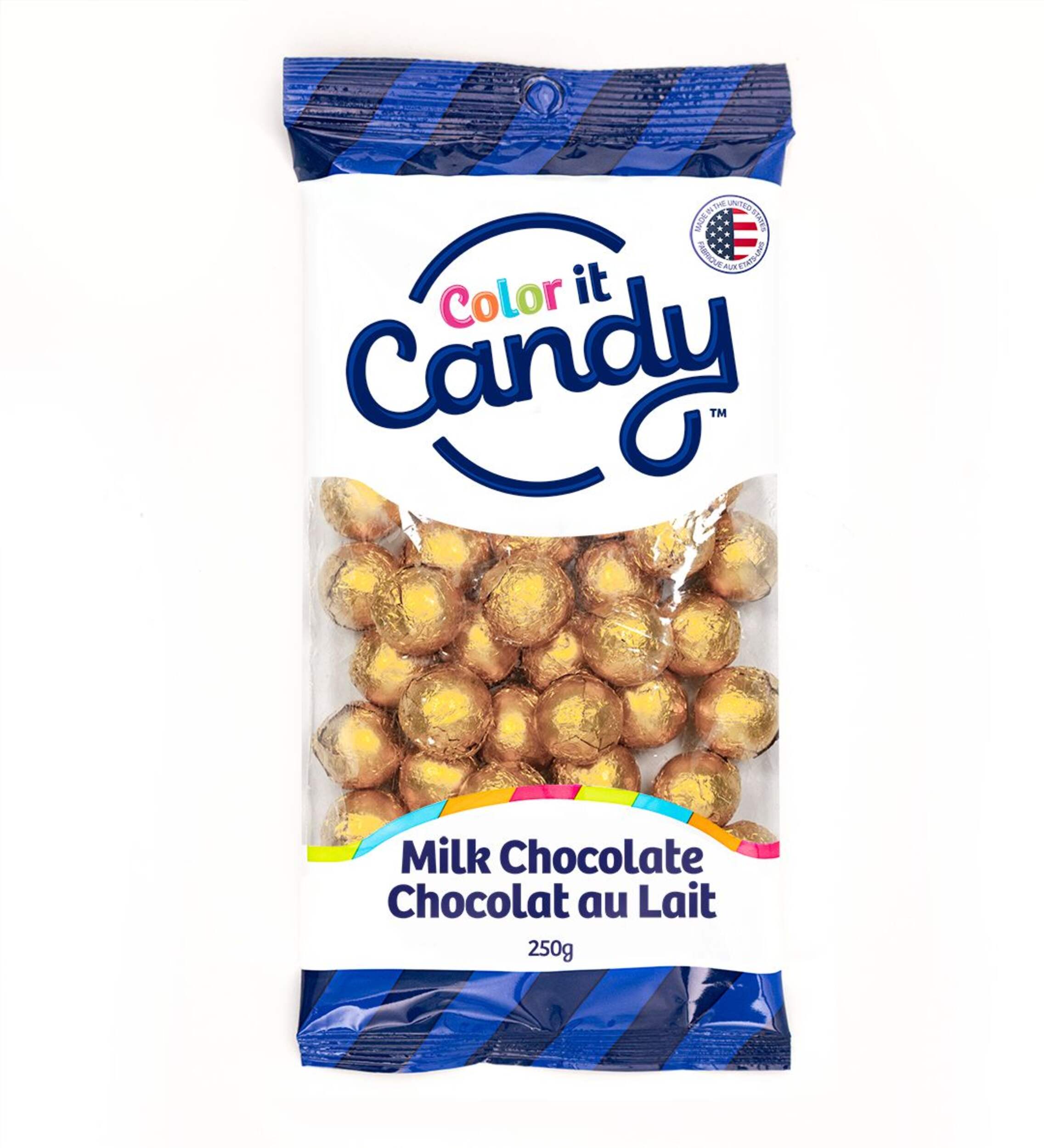 Colour It Candy Foil Chocolate Balls, Milk Chocolate, Gold, 250-g, for Birthday/Party Favour Front_Flat