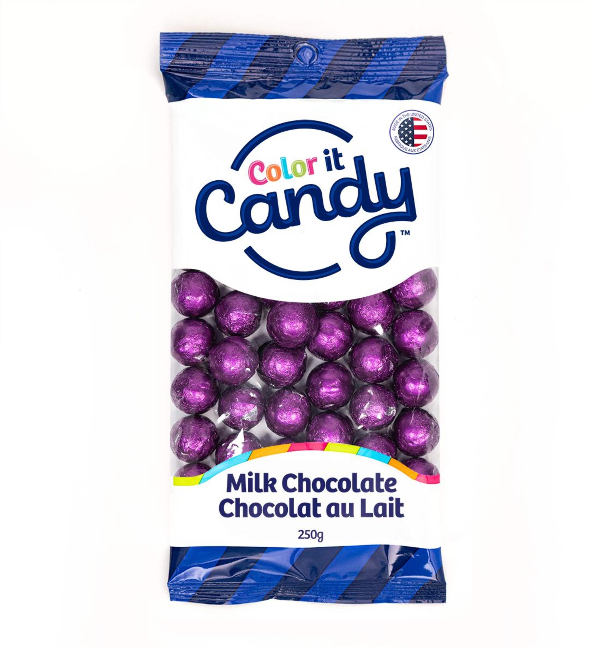 Boules de chocolat enrobées de papier d'aluminium Colour It Candy, mauve, 250 g Front_Flat