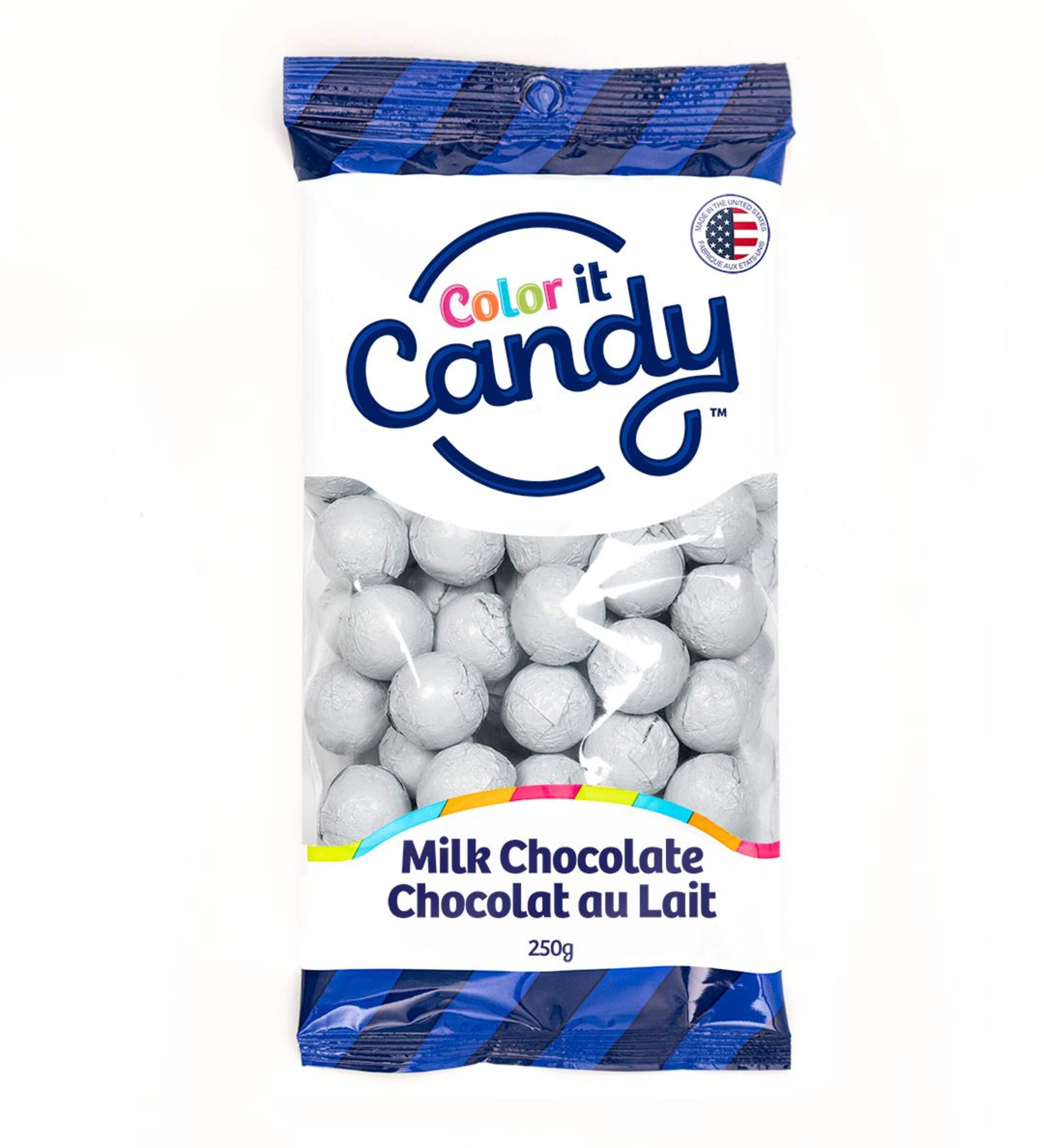 Colour It Candy Foil Chocolate Balls, Milk Chocolate, White, 250-g, for Birthday/Party Favour Front_Flat