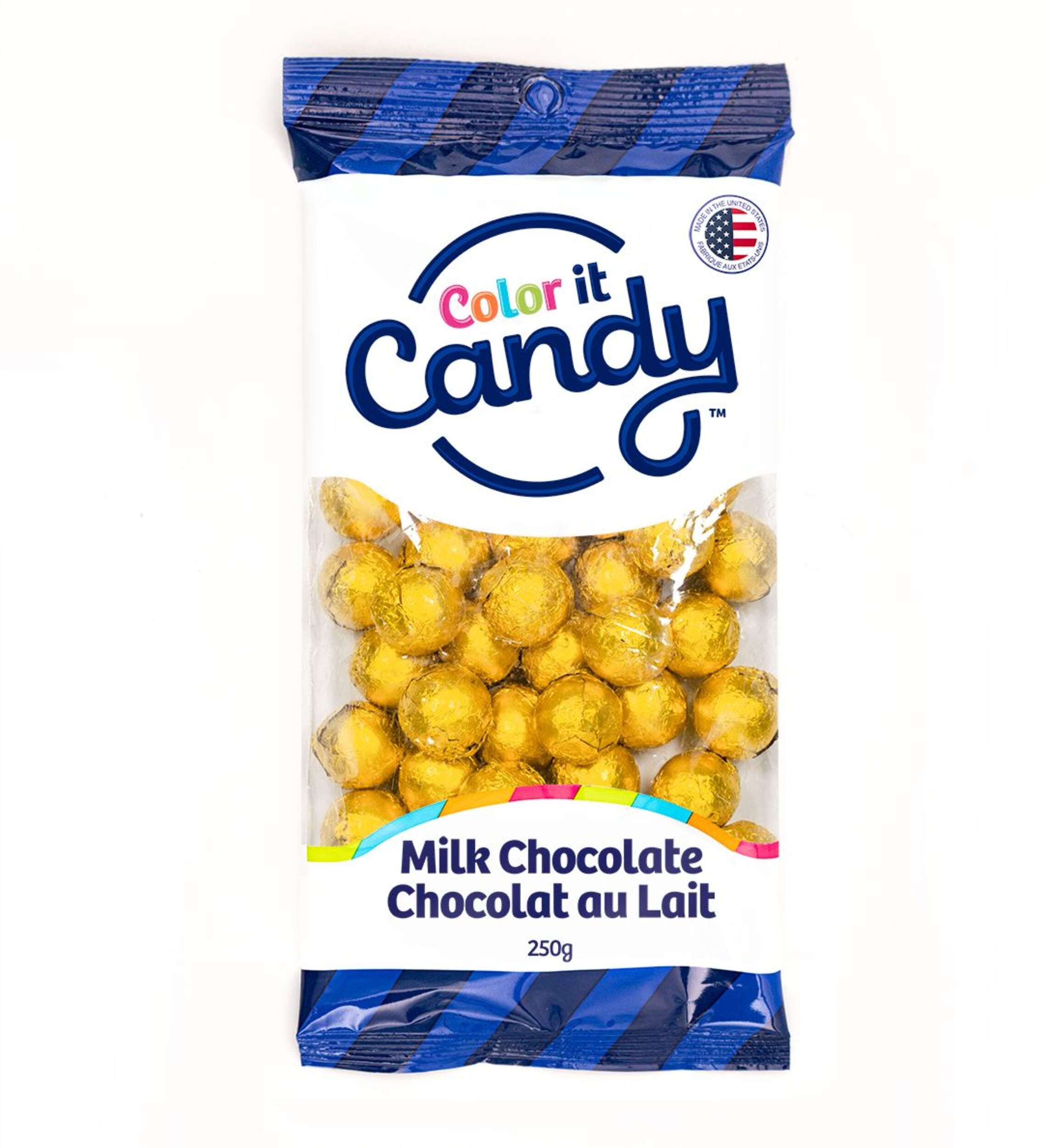 Colour It Candy Foil Chocolate Balls, Milk Chocolate, Yellow, 250-g, for Birthday/Party Favour Front_Flat