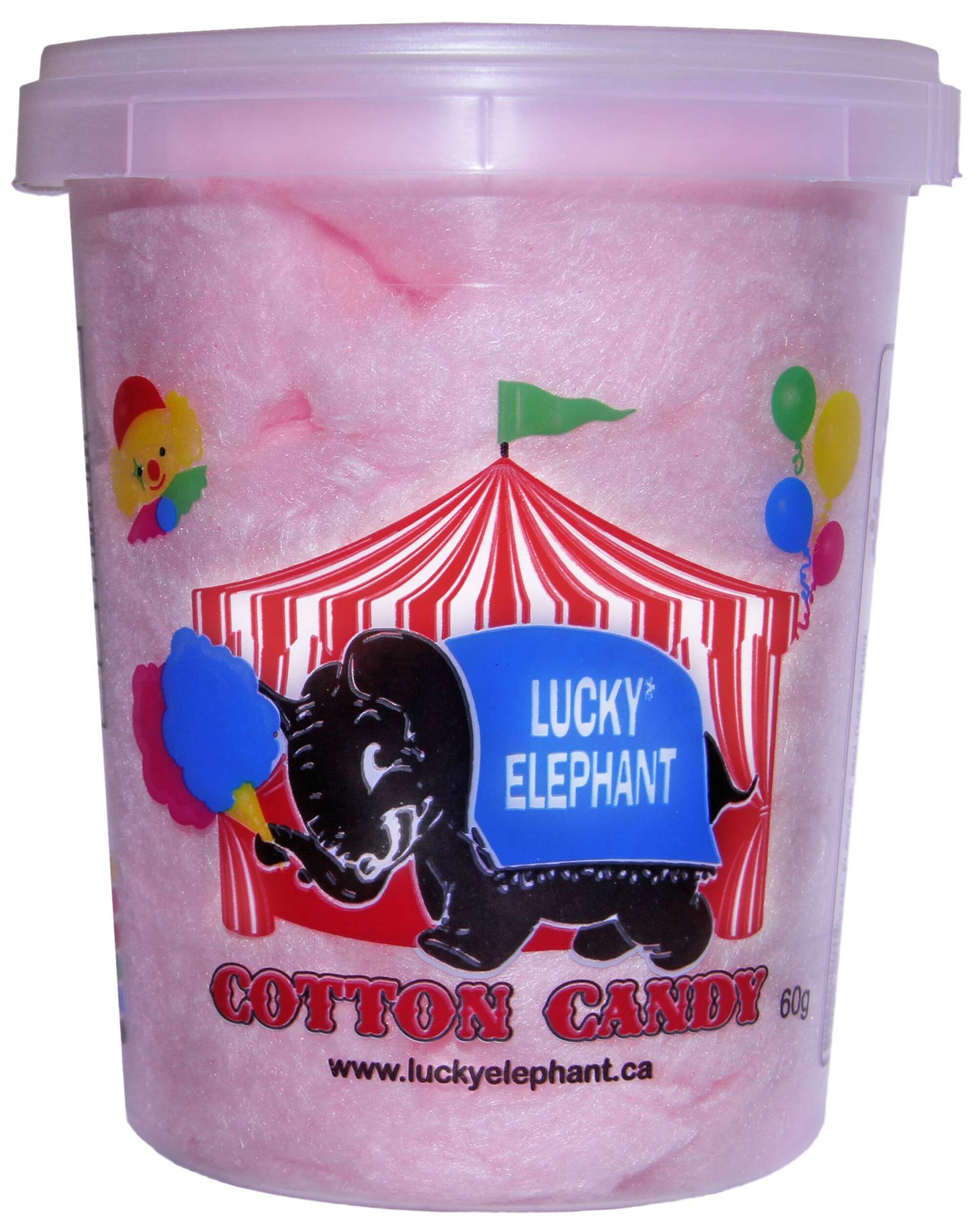 Lucky Elephant Cotton Candy Floss, Cherry, Pink, 60-g, for Birthday Party Favour Front_Flat