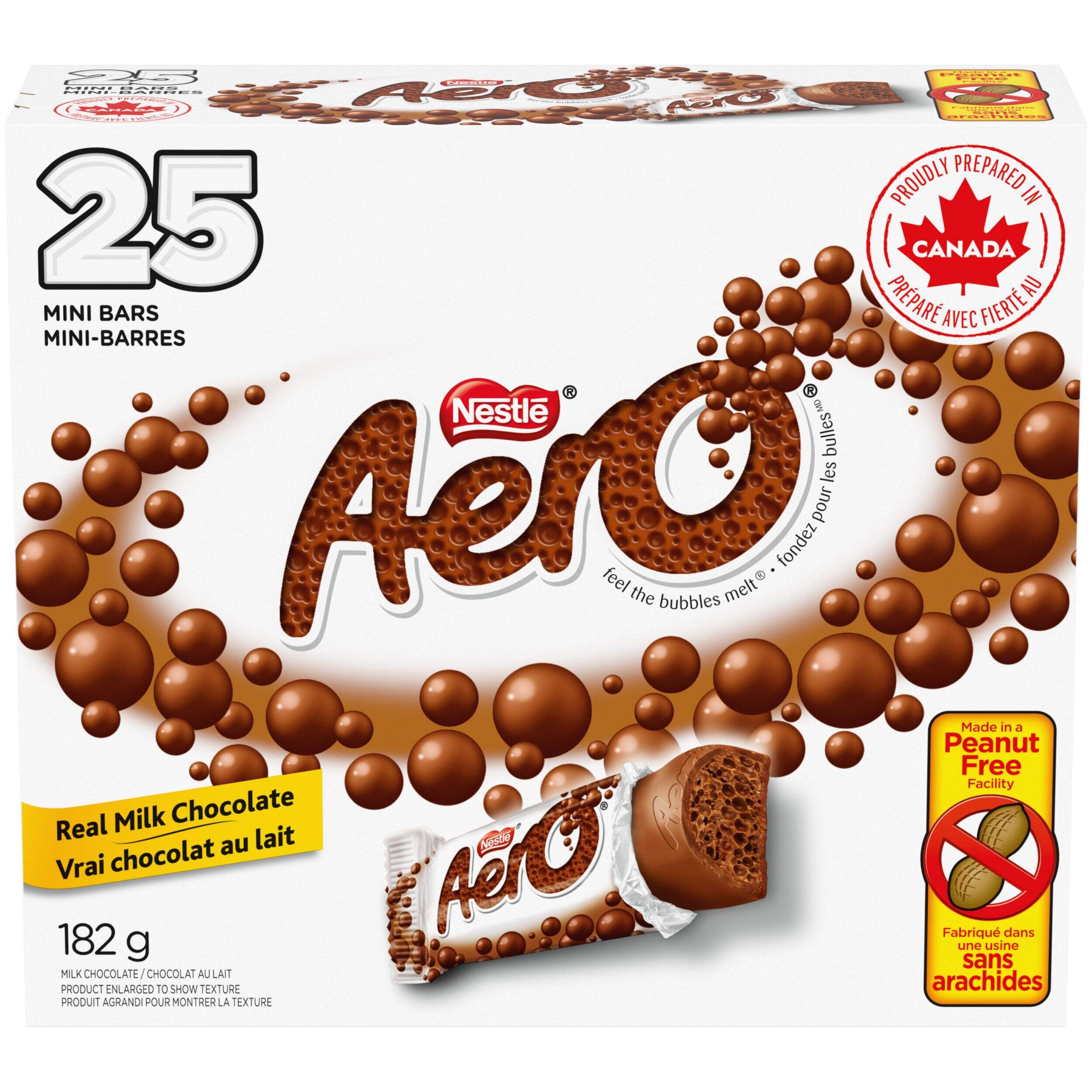 Nestle Aero Box, Milk Chocolate Mini Bars, Brown, 25-pk, for Birthday/Party Favour/Halloween Front_Flat