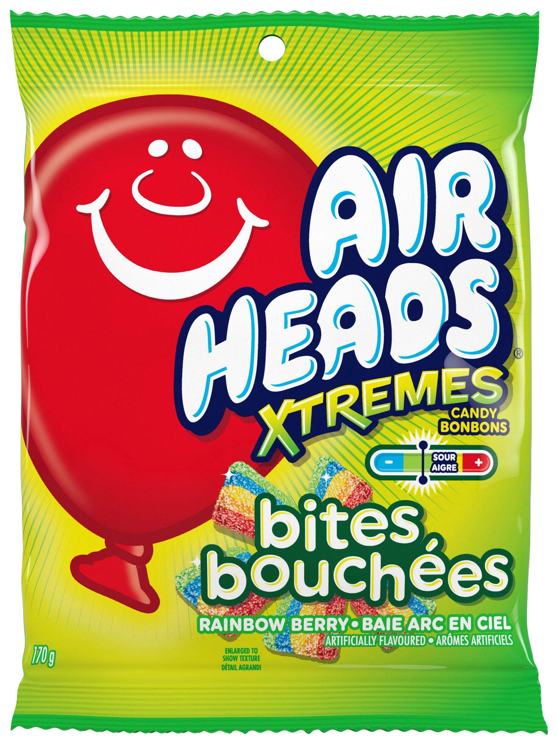 Airheads Rainbow Xtreme Bites, Berry, Multi-Coloured, 170-g, Chewy Candy, for Birthday/Party Favour Front_Flat