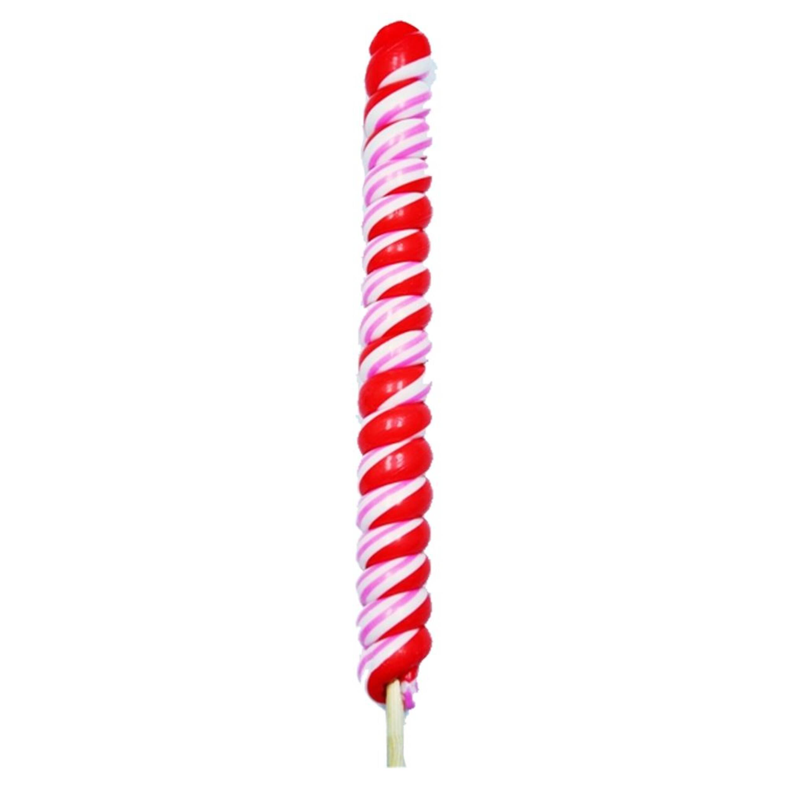 Swirl Lollipop Unicorn Stick, Strawberry, Red/White, 75-g, Hard Candy, for Birthday/Party Favour/Valentine's Day Front_Flat