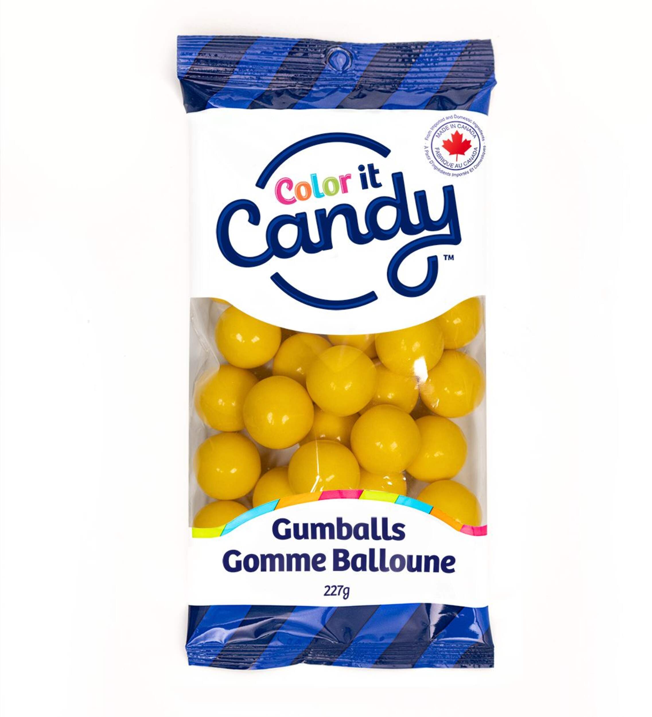 Colour It Candy Gumball, Bubble Gum, Yellow, 227-g, for Birthday/Party Favour Front_Flat