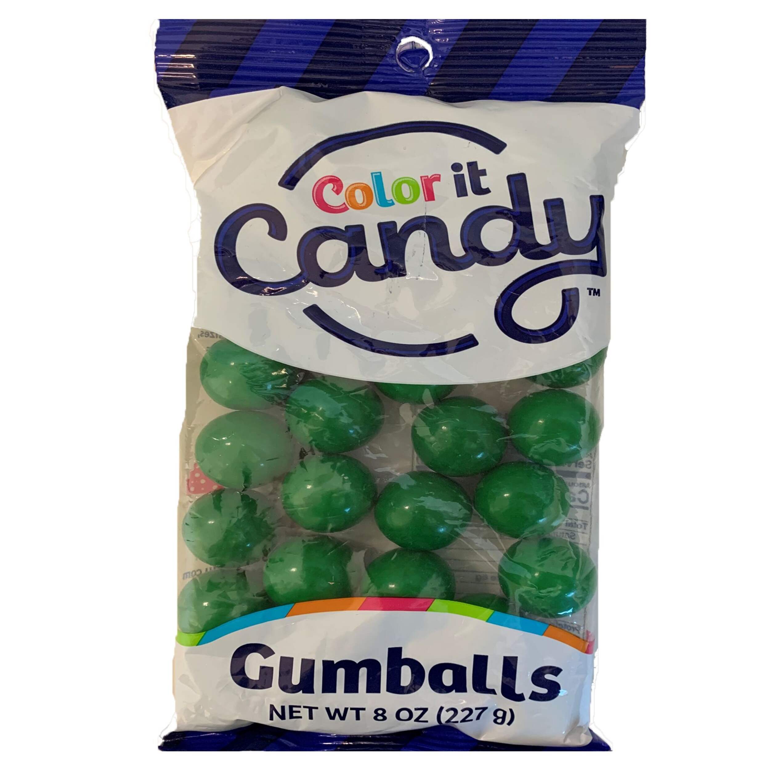 Colour It Candy Gumball, Bubble Gum, Green, 227-g, for Birthday/Party Favour/St. Patrick's Day Front_Flat